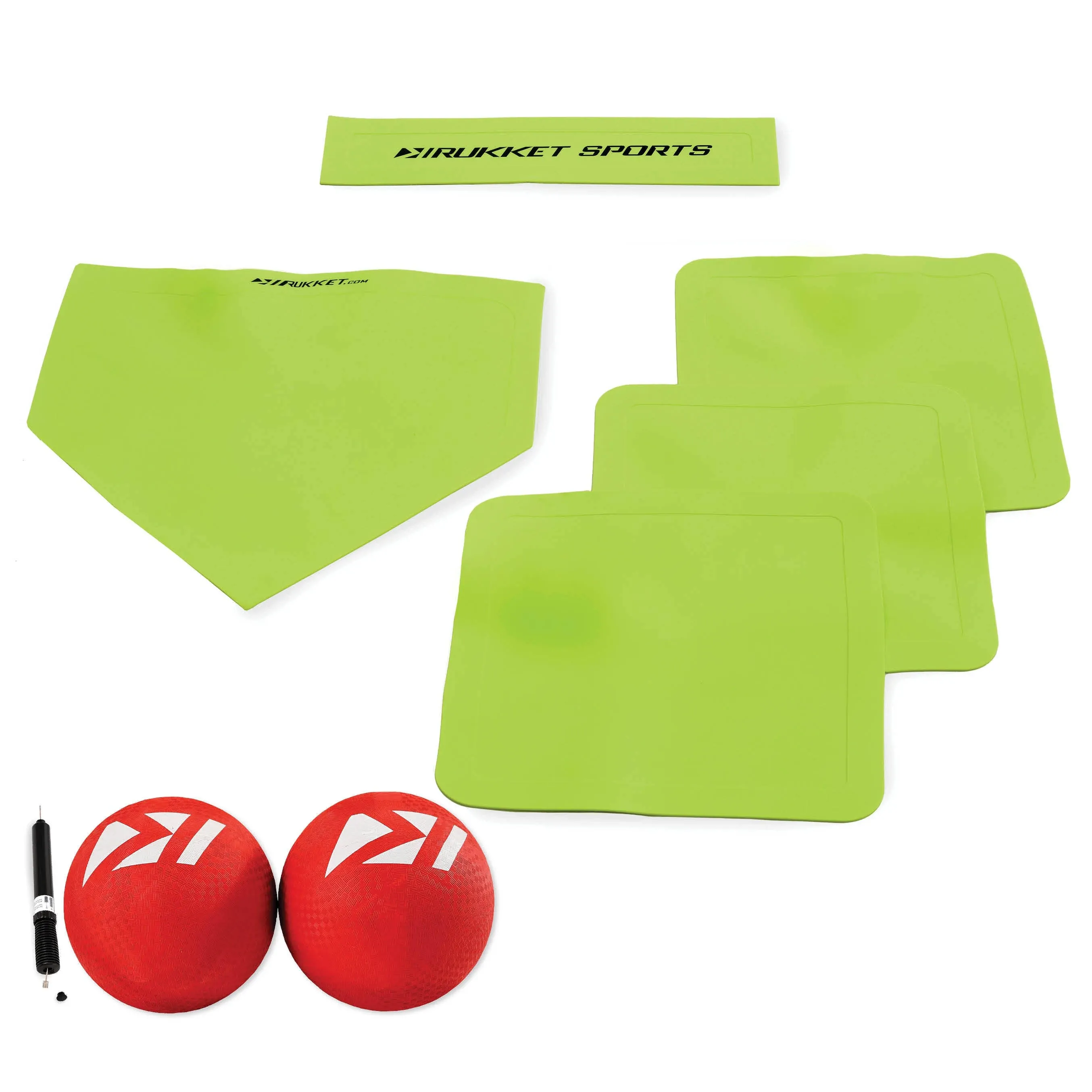 Rukket Kickball Set with Bases | Rubber Throw Down Plates and Kick Ball | Perfect for Kids and Adults | Playground and Backyard Game | Air Pump and Foul Line Cones