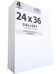 milo Stretched Artist Canvas | 24x36 inches | 4 Pack | 1.5” inch Thick Gallery Profile | 11 oz Primed Large Canvases for Painting, Ready to Paint Art Supplies for Acrylic, Oil