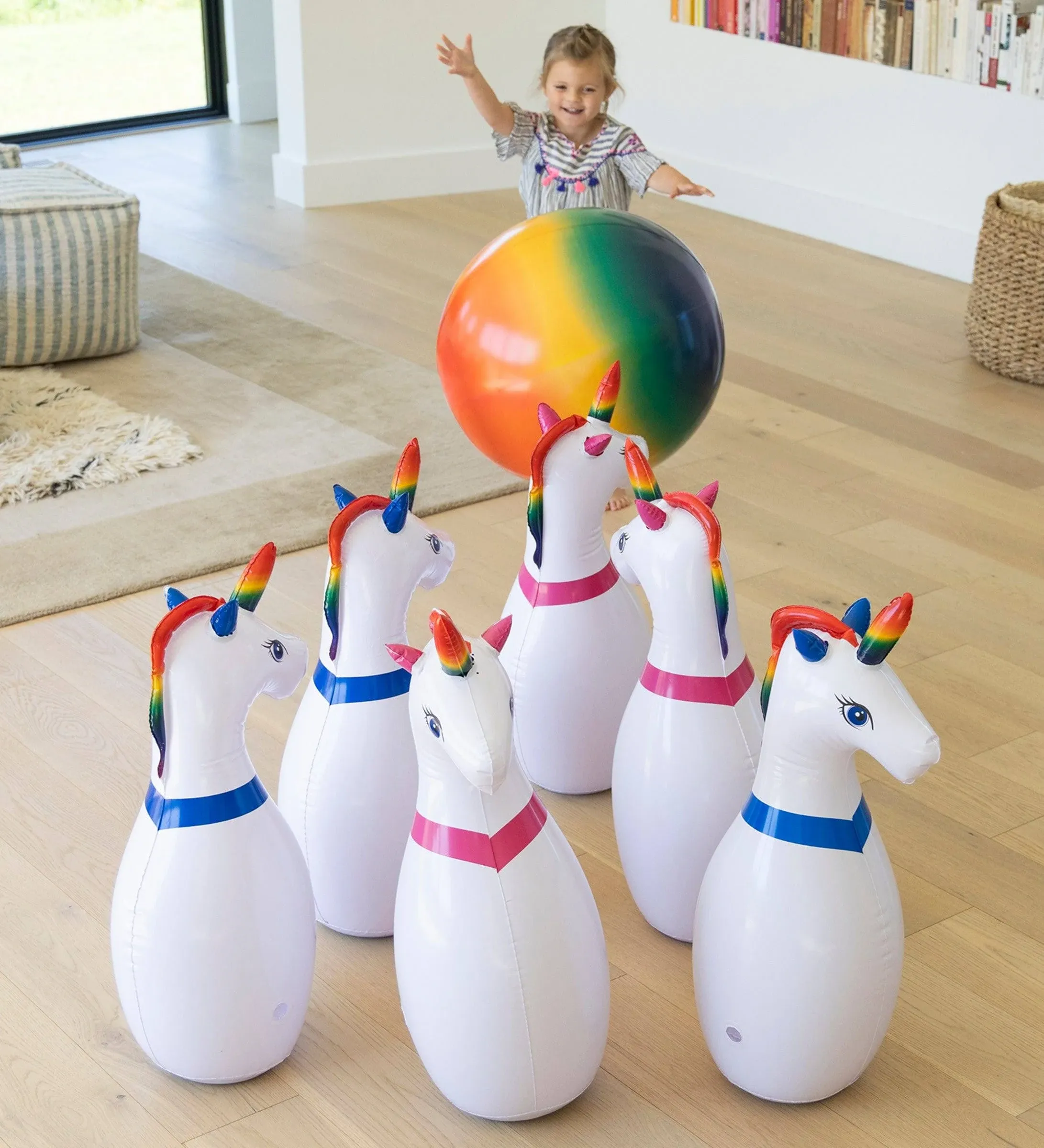 Hearthsong Giant Inflatable Unicorn Bowling