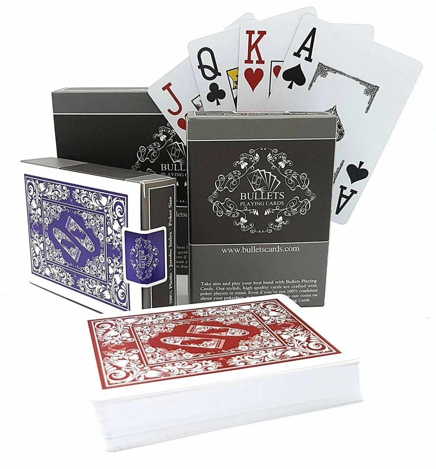 Bullets Playing Cards – Two Decks of Poker Cards – Waterproof Plastic – Easy