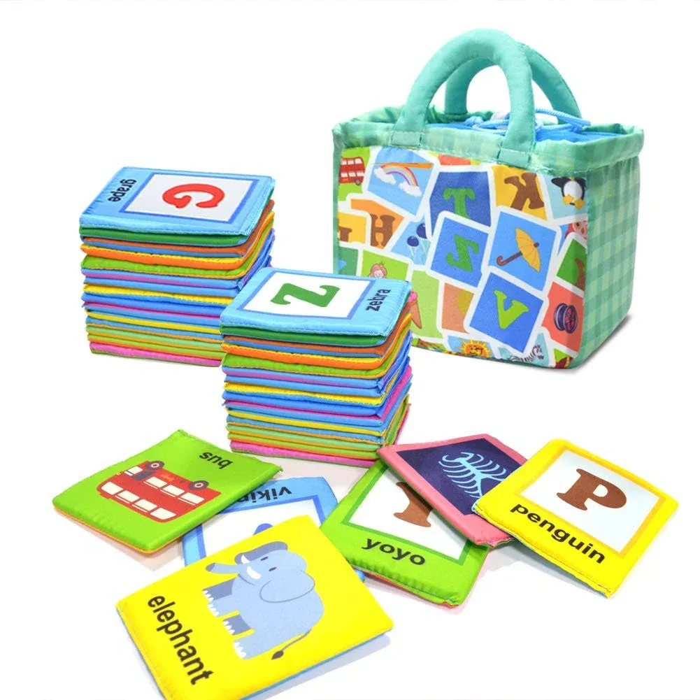 Eamay 26 Letters Cloth Cards, Early Education Toy with Storage Bag, Kids ABC ...