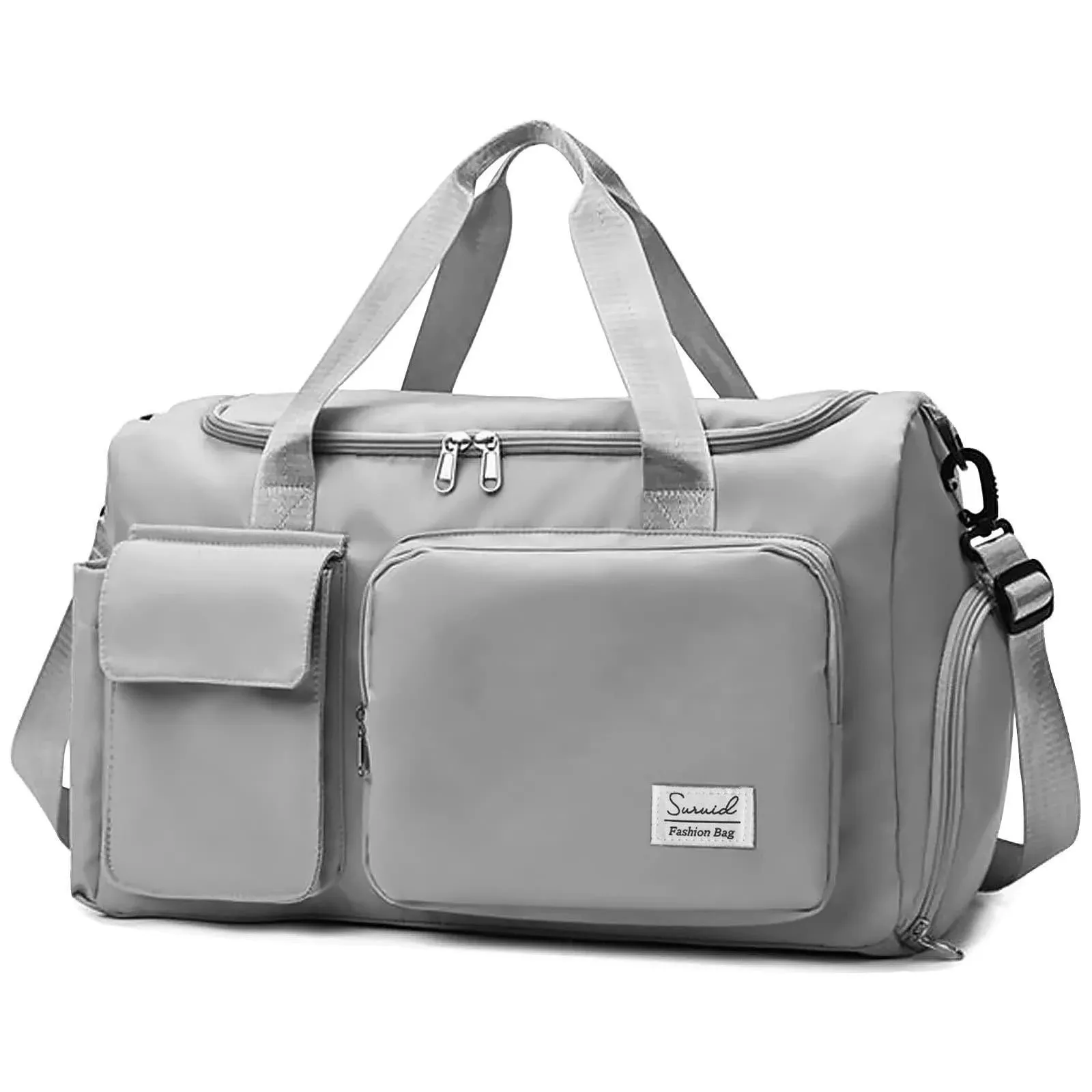 Sports Gym Bag with Shoes Compartment Travel Duffel Bag with Dry Wet Separated Pocket for Men and Women, Overnight Bag Weekender Bag Training Handbag Yoga Bag - Gray