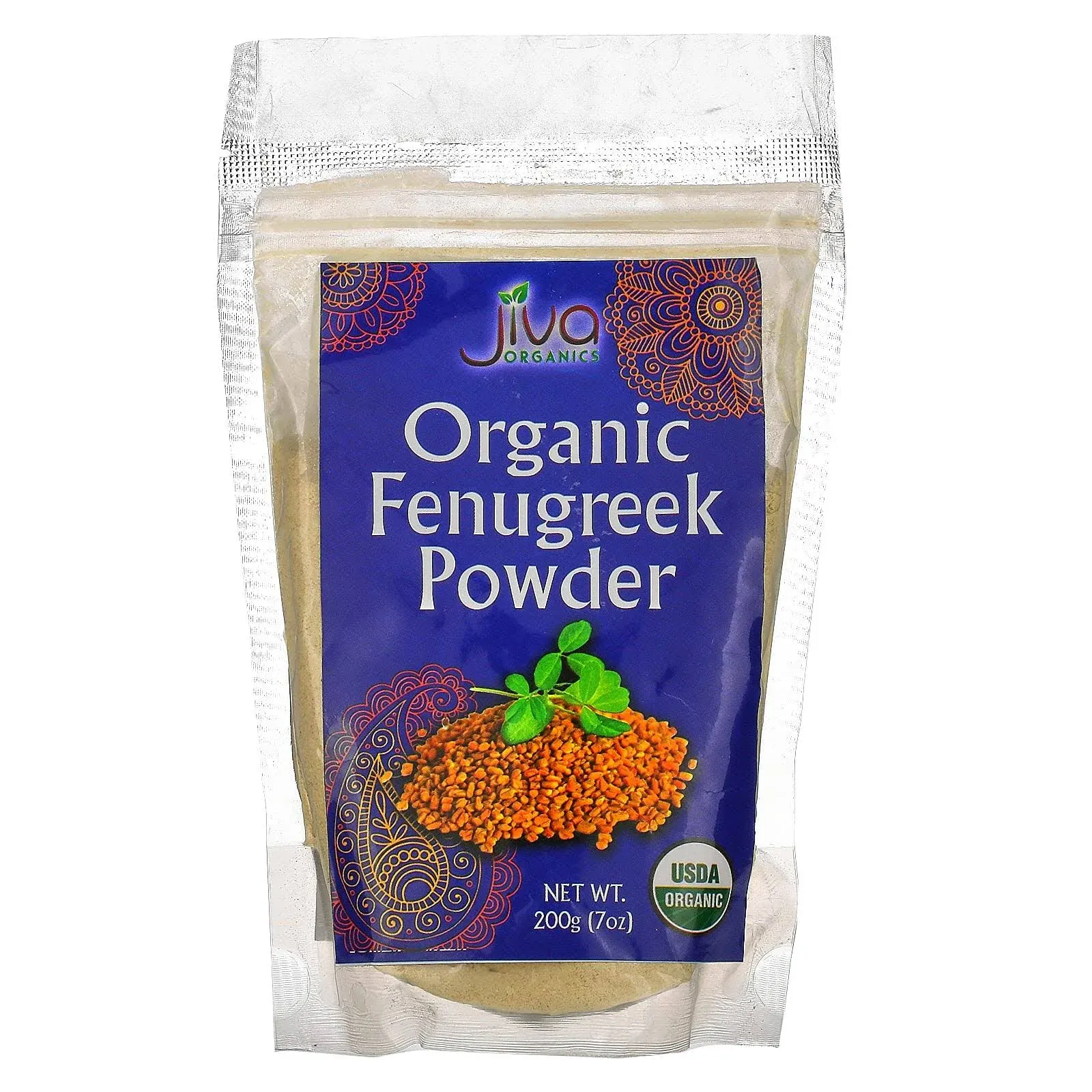 Jiva Organics Organic Fenugreek Powder 7 Ounce Bag - Non-GMO, Methi Po