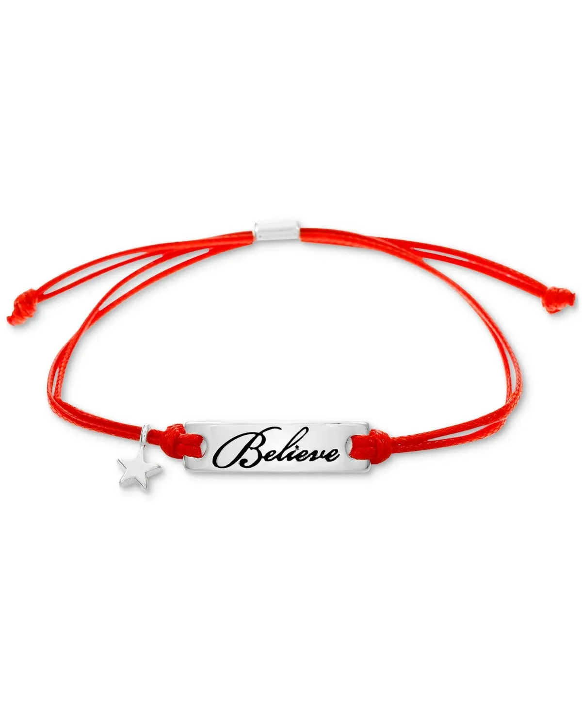 2021 Make A Wish Bracelet Believe Silver-tone Red Slide Cord New