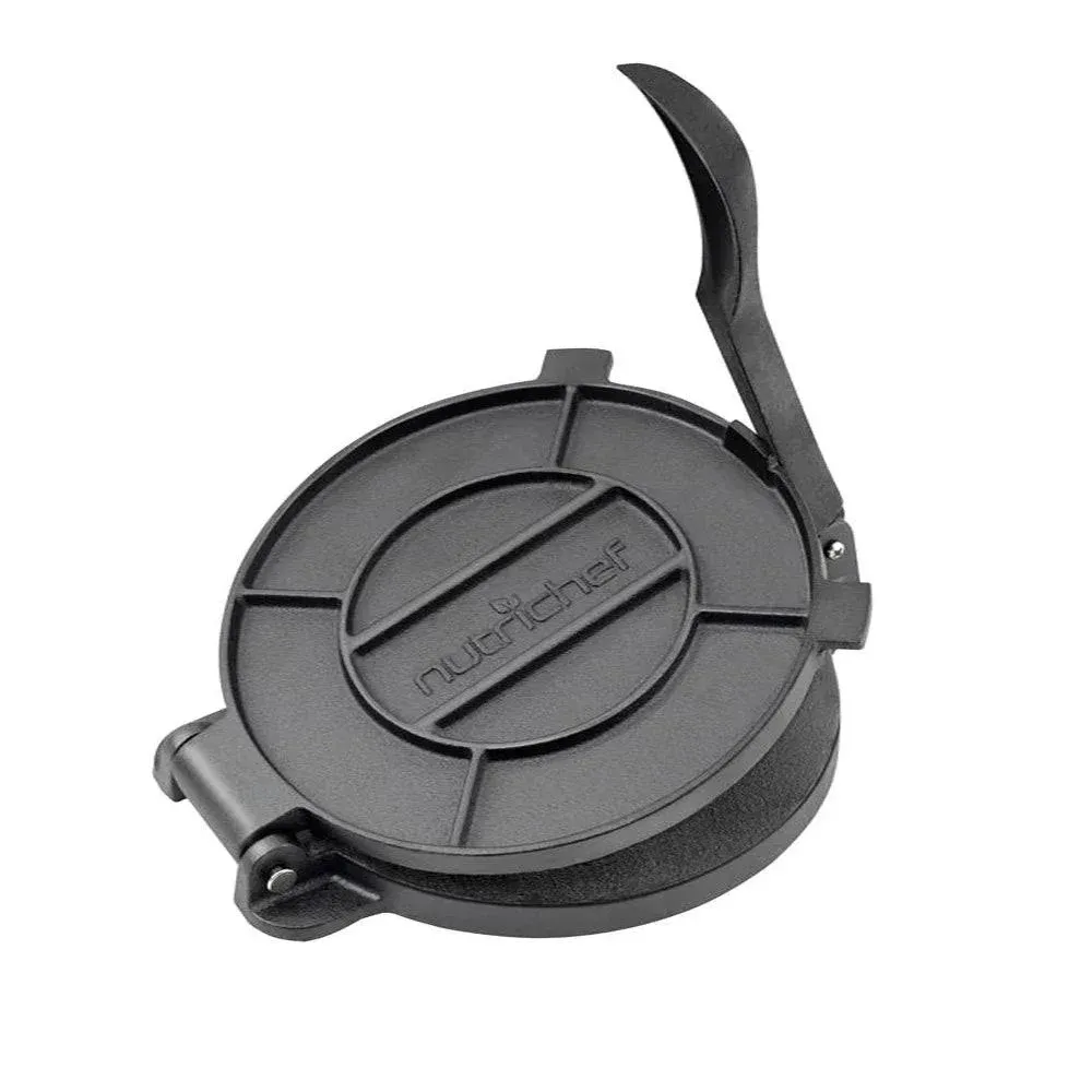 NutriChef 8&#034; Cast Iron Tortilla Presser 11.2lbs 1.02in Oil