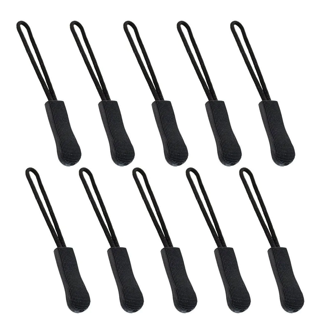 Zipper Pulls- Bskifnn 10pcs Black Nylon Cord Zipper Pulls Fits/Zipper Fixer with Non-slip Gripper