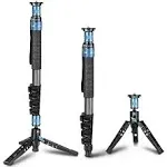 SIRUI P-325FL Camera Monopod, 66.9” Lightweight Carbon Fibre Photo Video Monopod, 5-Section Telescopic Monopod with Feet