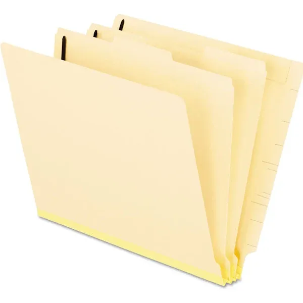 Pendaflex Manila End Tab Classification Folders, 2 Dividers, Letter Size, Manila, 10/BX (13175), Beige