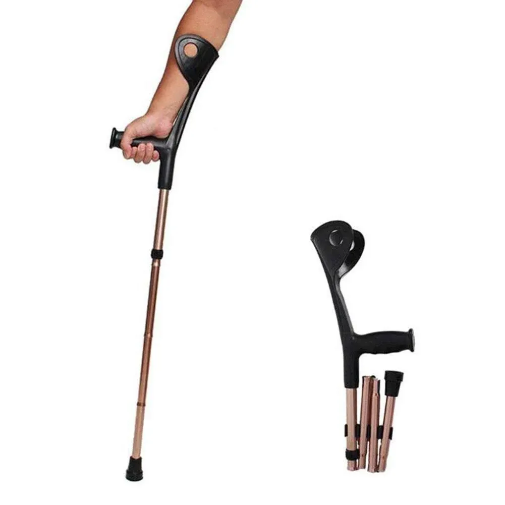 Crutch Folding Elbow, Aluminum Alloy, Four Folds, Elbow, Forearm Crutch Elbow Crutches Foldable Ultralight Aluminum Assistance Hight Adjustable(100-110) cm