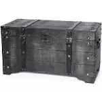 Vintiquewise Distressed Black Medium Wooden Storage Trunk