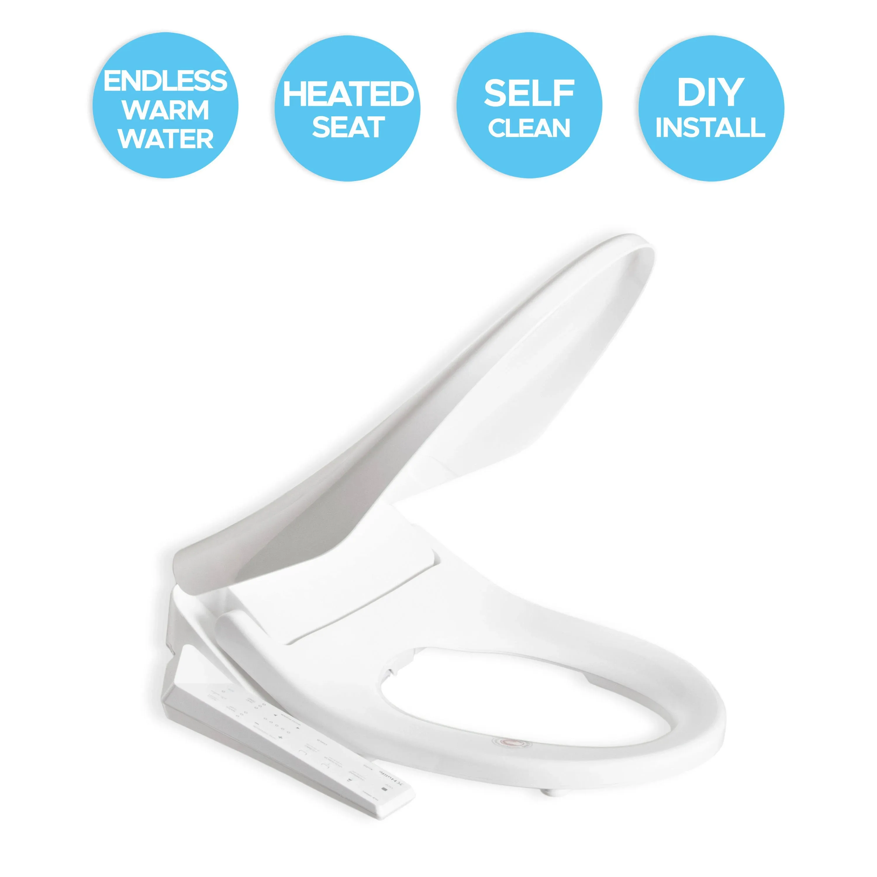 Hulife Plastic White Elongated Soft Close Heated Bidet Toilet Seat | HLB-1000EC