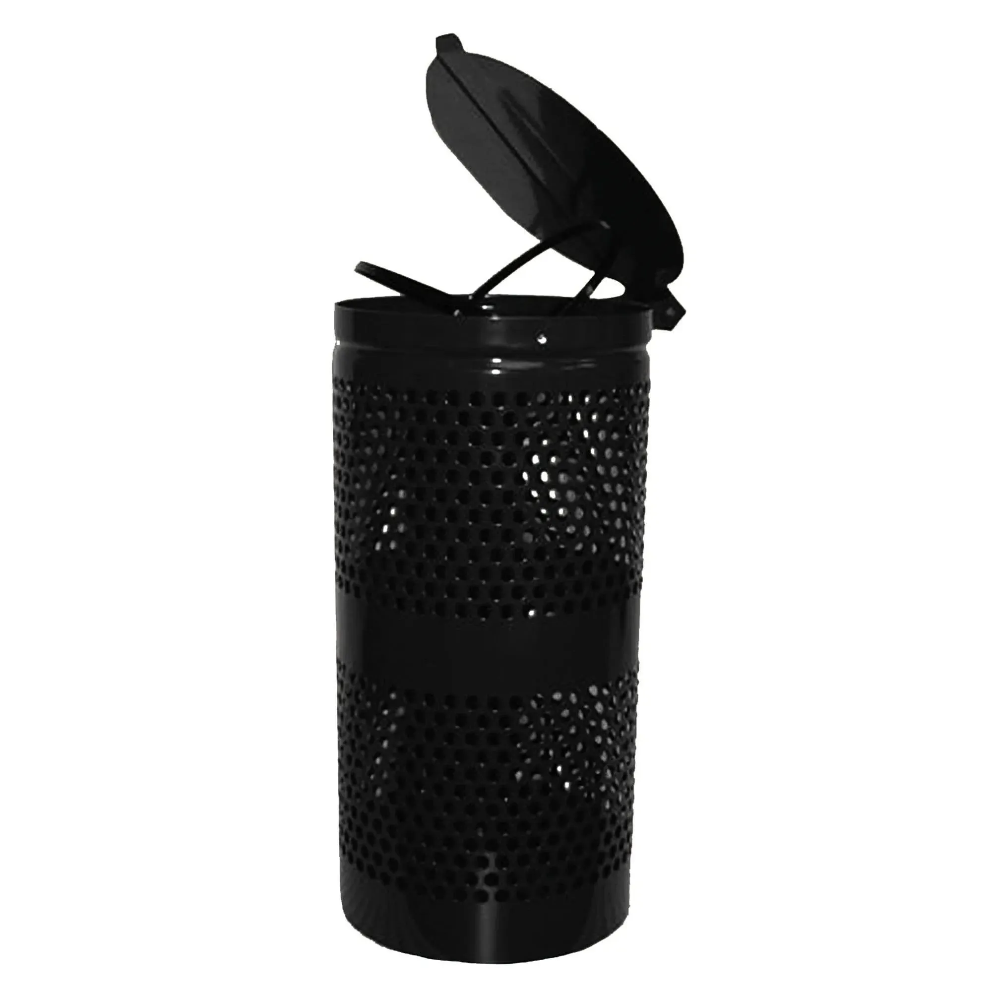 Dogipot 1206-L Steel Trash Can with Lid- Forest Green