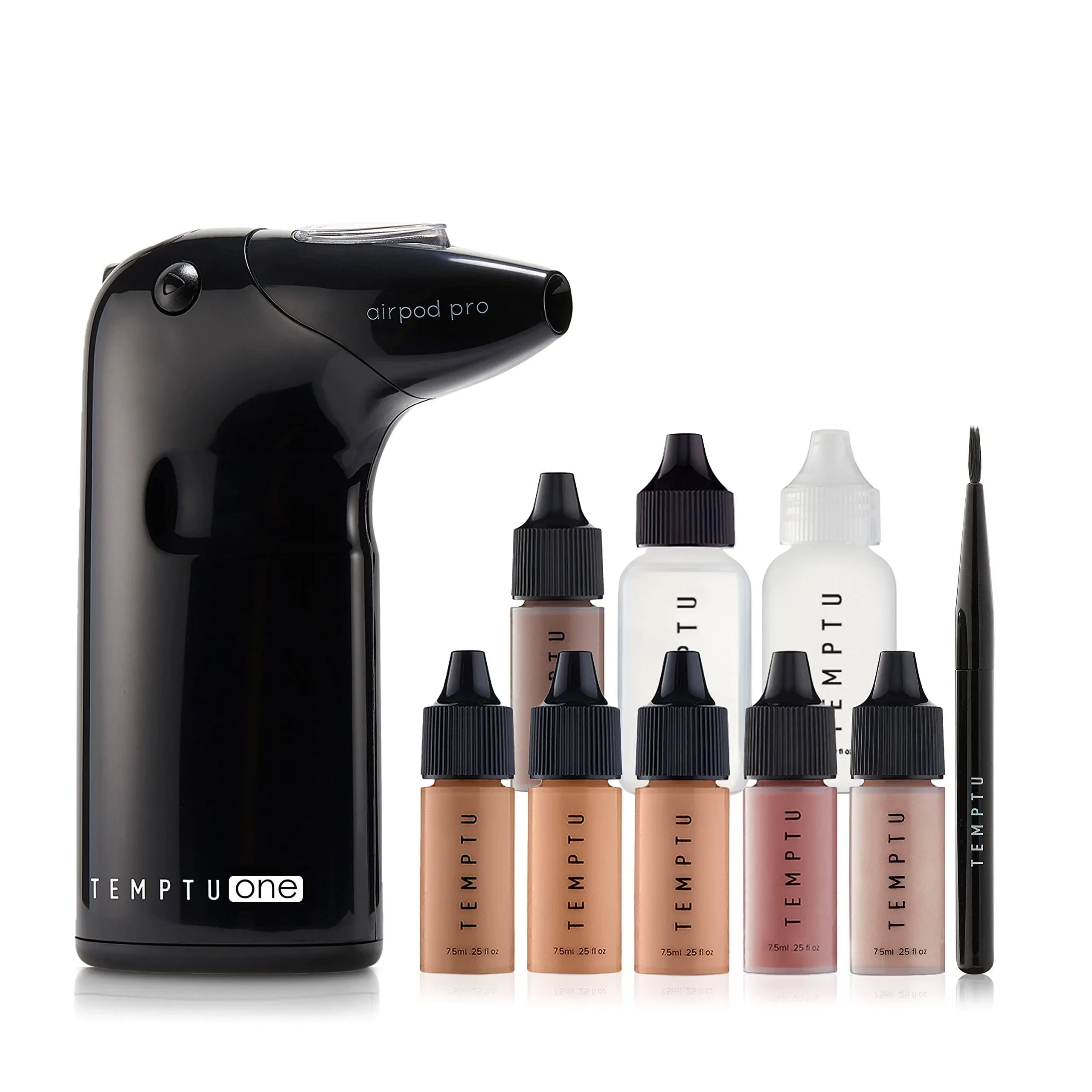 TEMPTU One Airbrush Make-up Kit with Cordless Compressor, 6 Shades: 11-Piece Set, Portable Air Brush Machine & Airpod Pro, 3 Shades of Foundation, Blush, Bronzer, Instant Concealer, Perfect Complexion