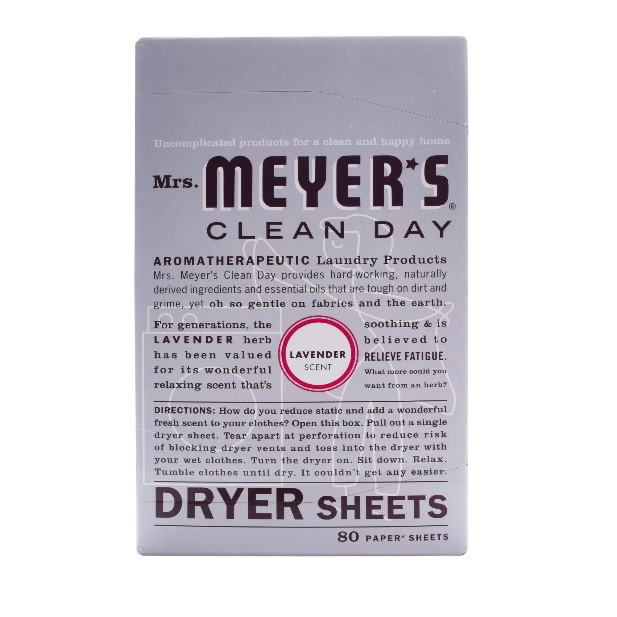 Mrs. Meyer's Clean Day Dryer Sheets, Lavender, 80 ct