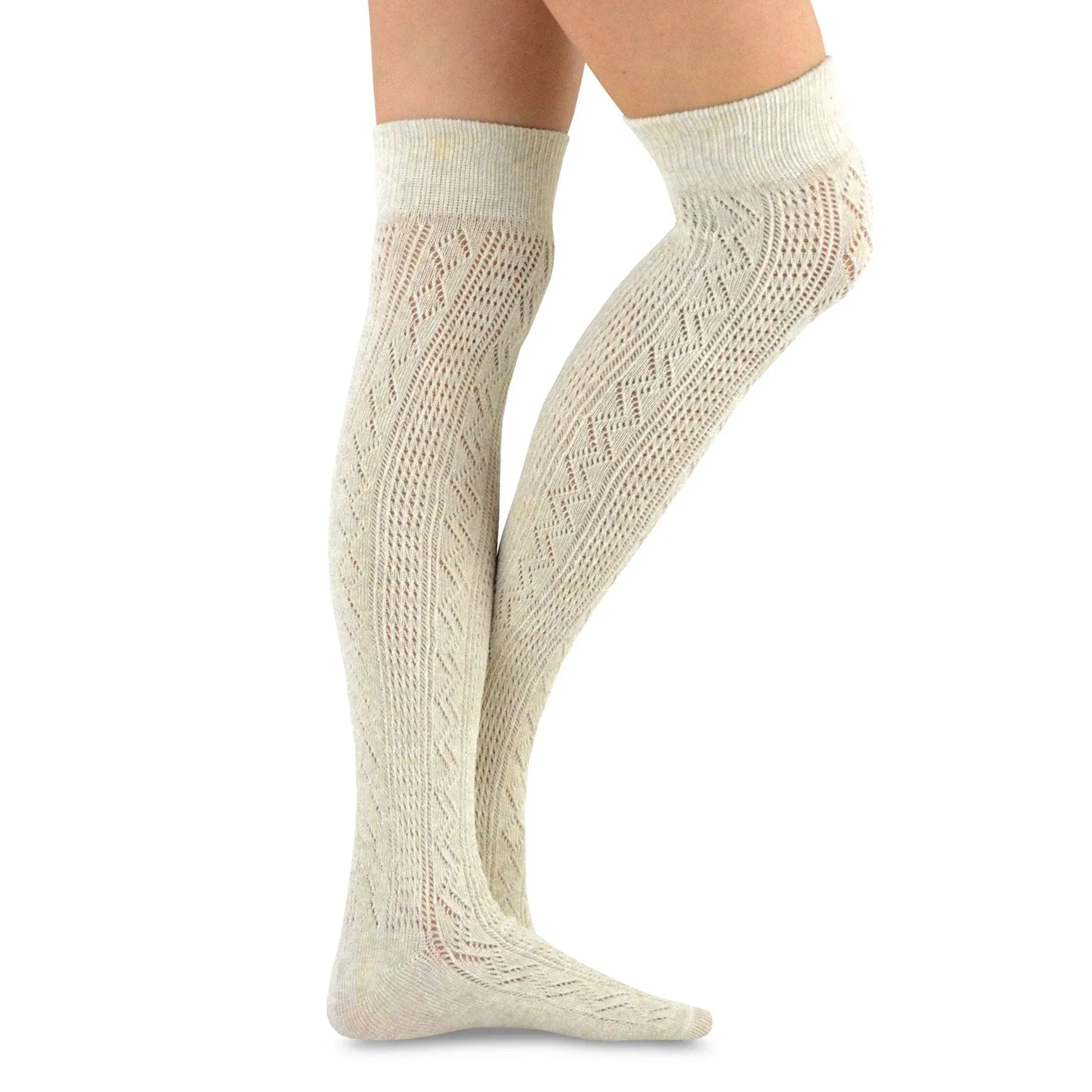 Teehee Women's Fashion Over The Knee High Socks - 3 Pair Combo (Delicated Pattern)