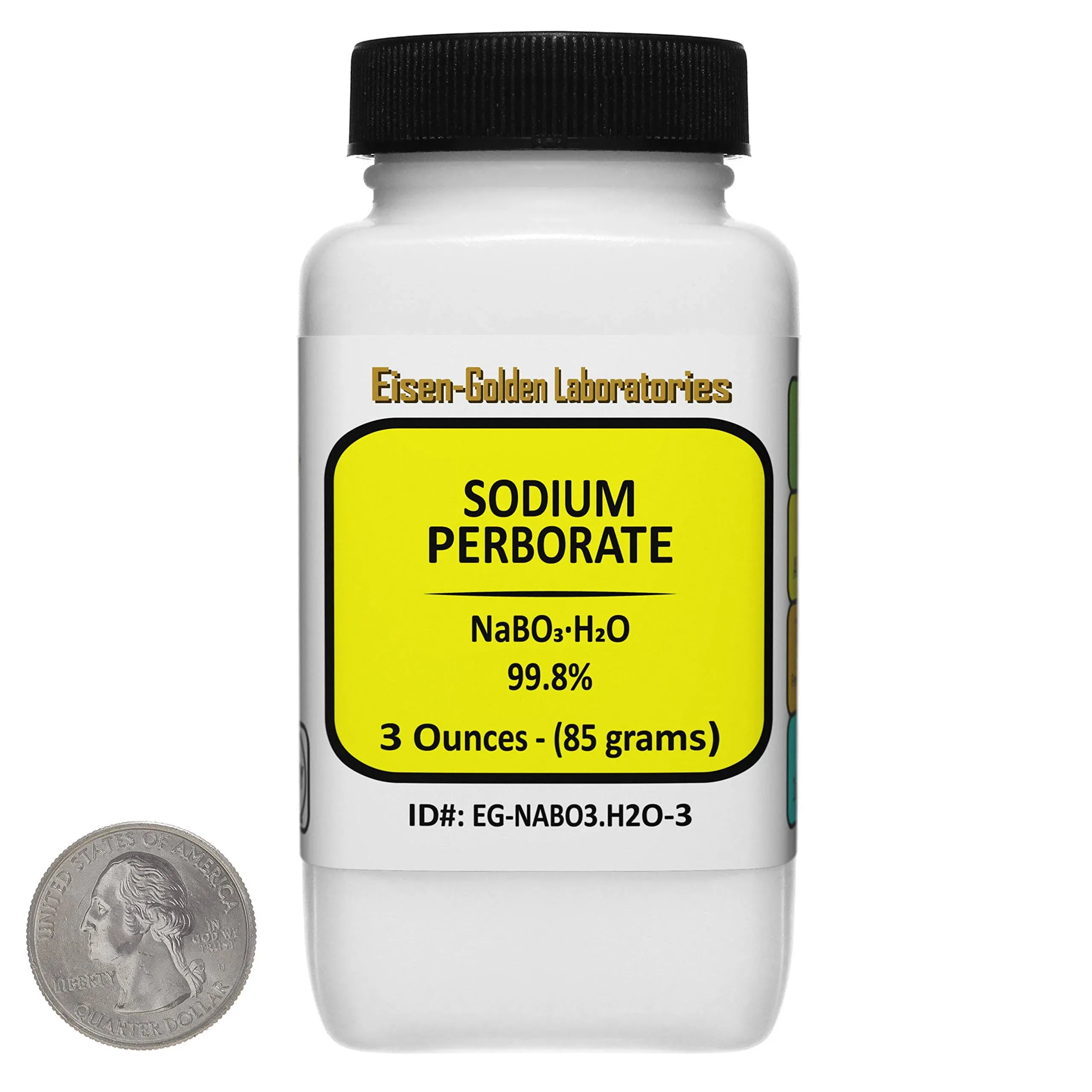 Sodium Perborate [NaBO3.H2O] 99.8% ACS Grade Free-Flowing Granules 3 Oz in a Bottle