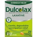 Dulcolax Laxative, 5 mg, Overnight Relief, Tablets - 25 tablets