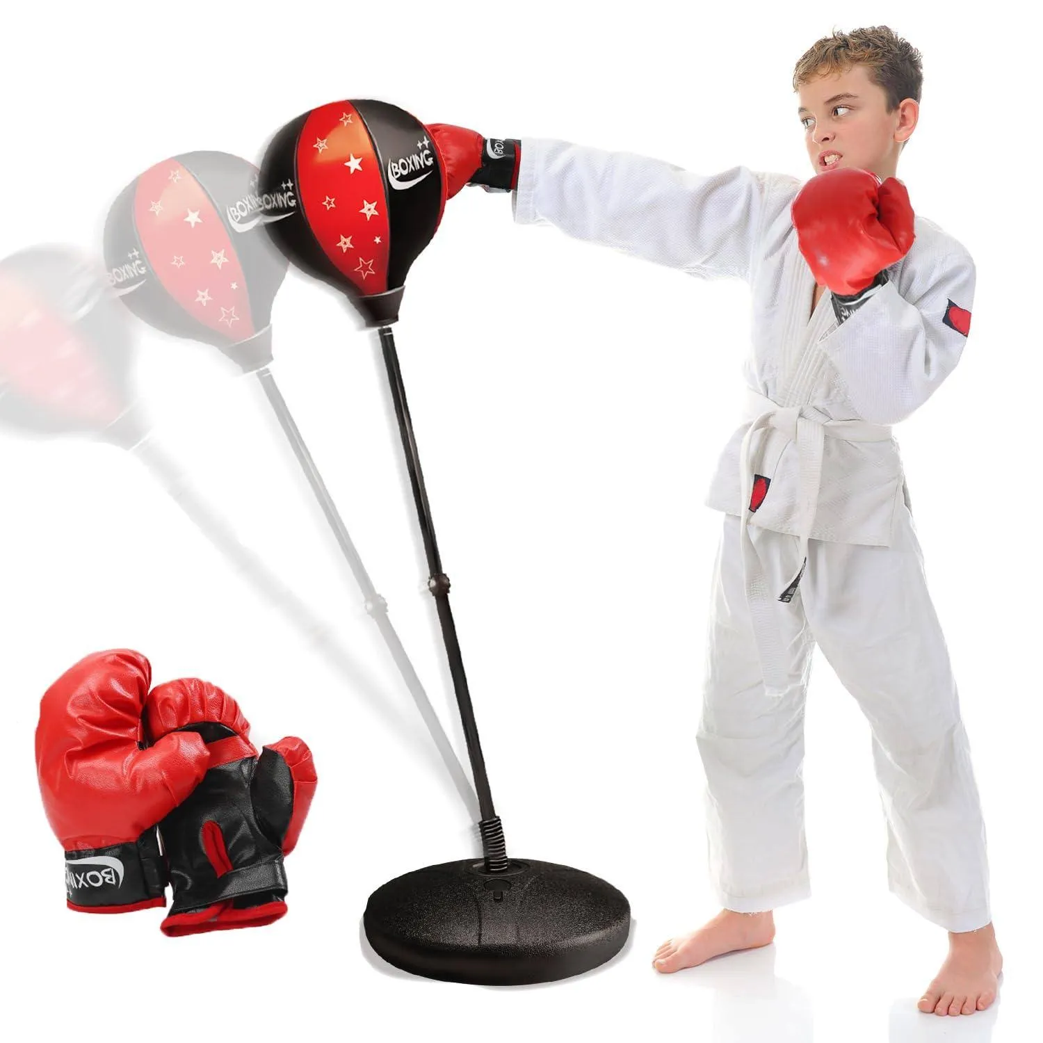 Punching Bag for Kids, Boxing Bag Toy with Boxing Gloves & Adjustable Stand, Great Birthday Gift for Age 4, 5, 6, 7, 8, 9 Years Old Boys