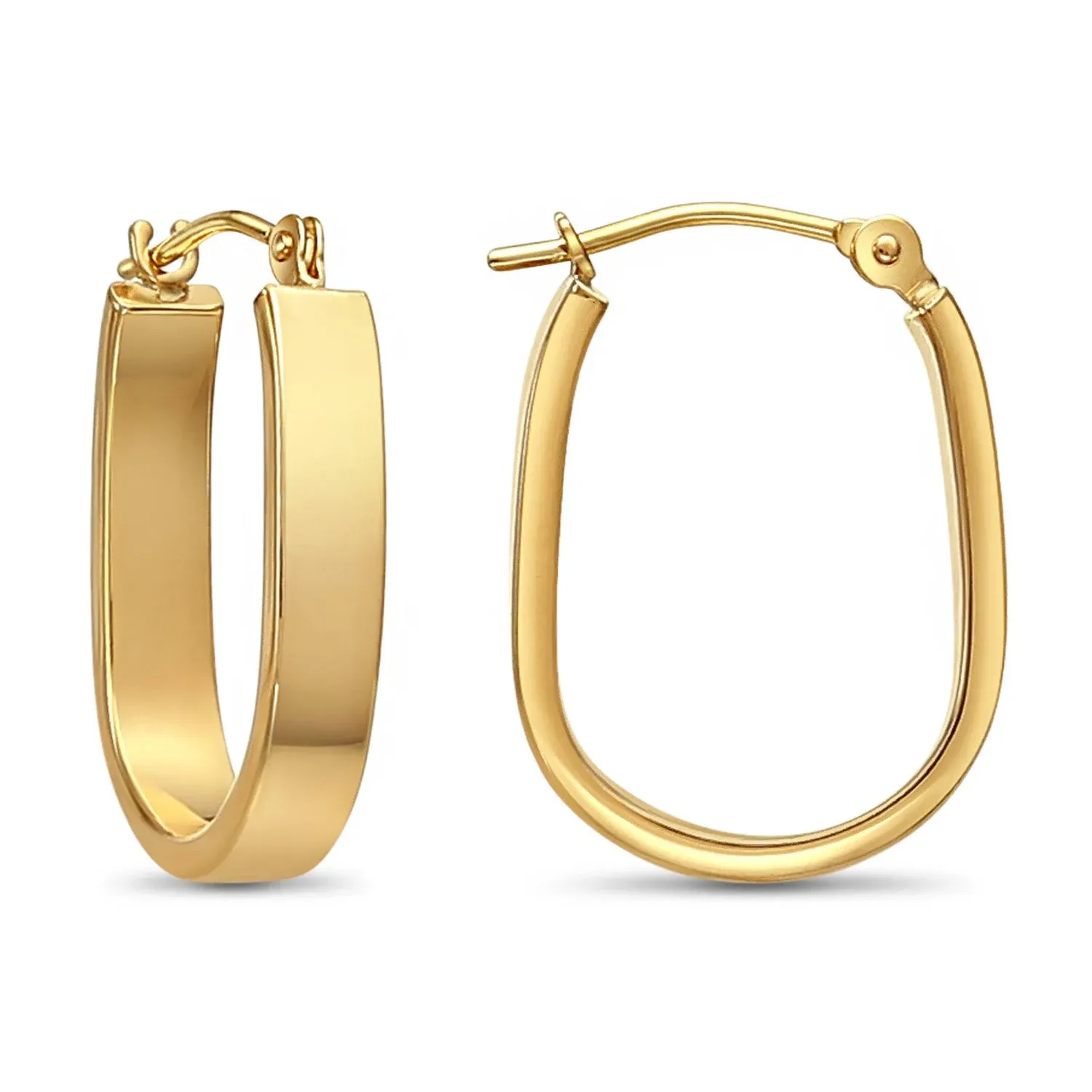 TILO JEWELRY 14k Yellow Gold Small Rectangular Tube U-Shape Hoop Earrings