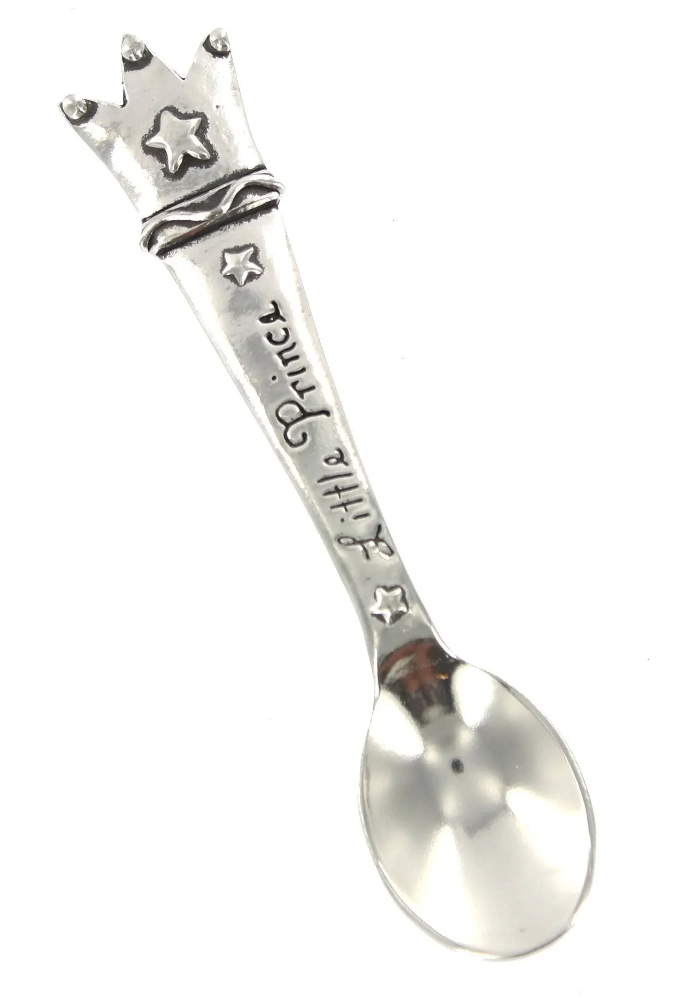 Basic Spirit Lead Free Pewter Little Boy Prince Crown Baby Spoon