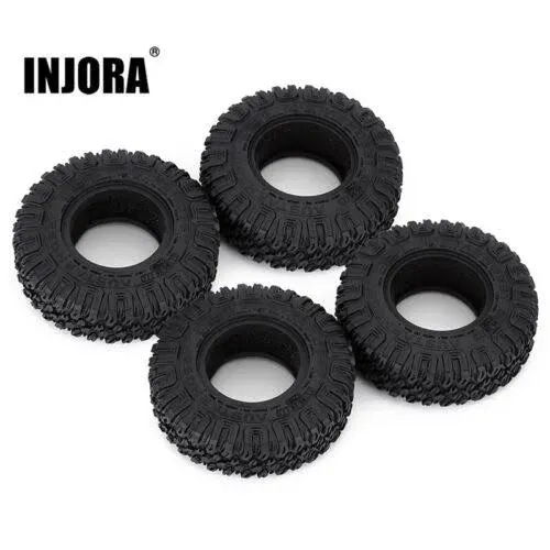 INJORA 4pcs 2.2 inch Rubber Tyres & Plastic Beadlock Wheel Rim for 1:10 RC Rock Crawler Axial Scx10 Rr10 Wraith Yeti RC Car