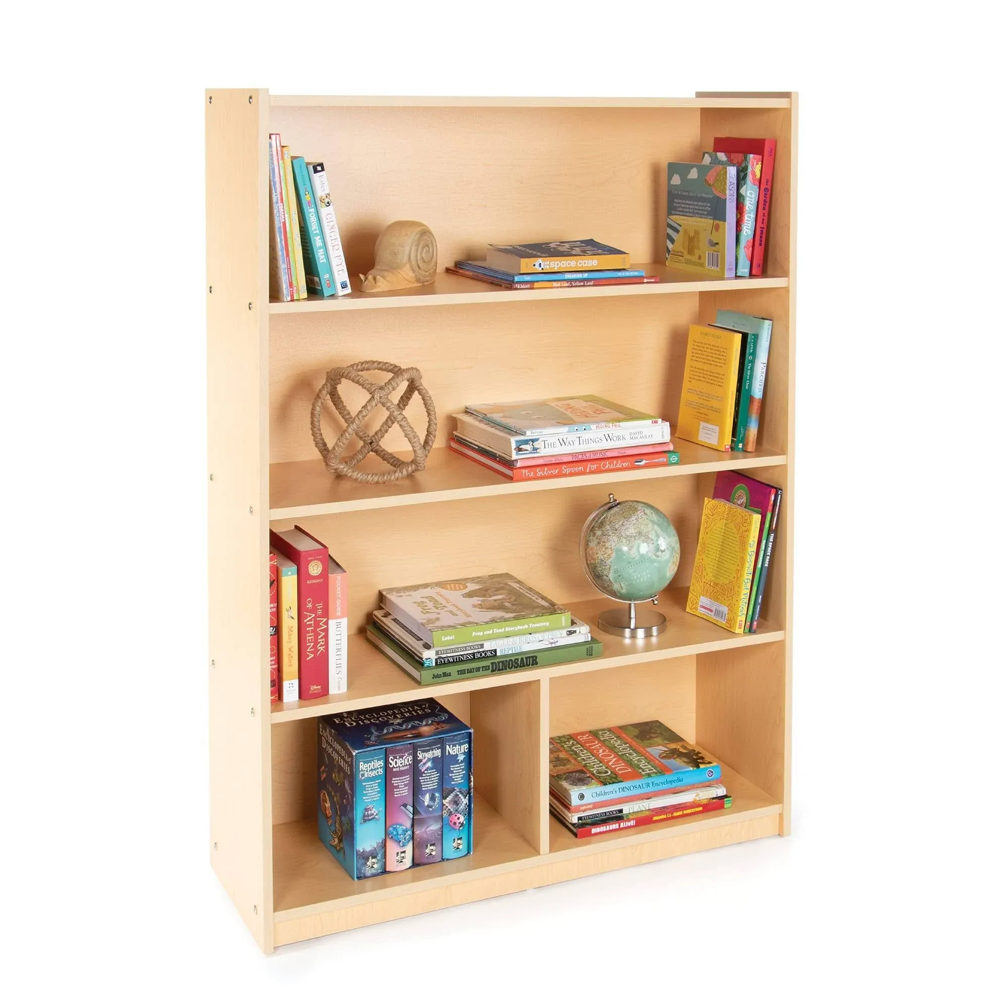 Guidecraft Standard 5 Shelf Wooden Bookcase (48"): Book Display and Storage ...