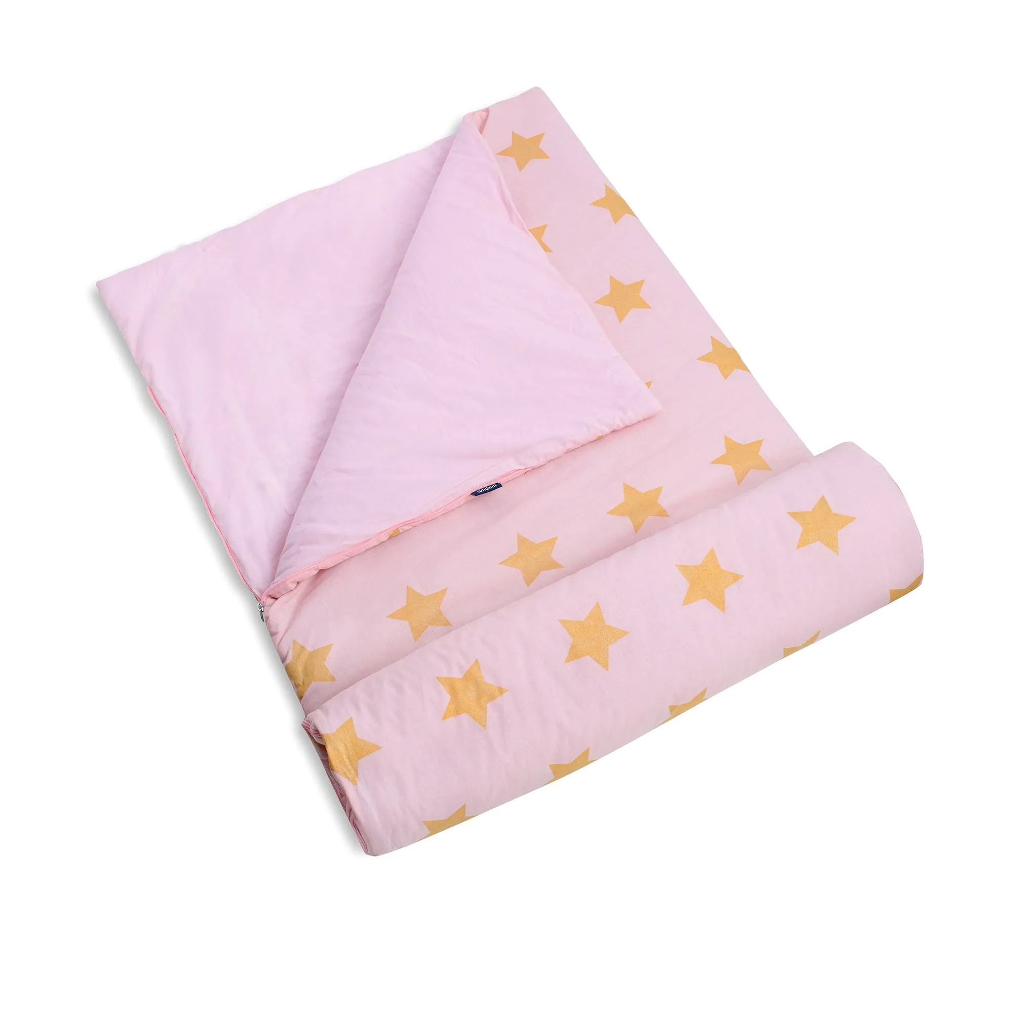 Wildkin Kids Sleeping Bags for Boys & Girls, Measures 66 x 30 x 1.5 Inches, Cotton Blend Materials Sleeping Bag for Kids, Ideal for Parties, Camping & Overnight Travel (Pink & Gold Stars)