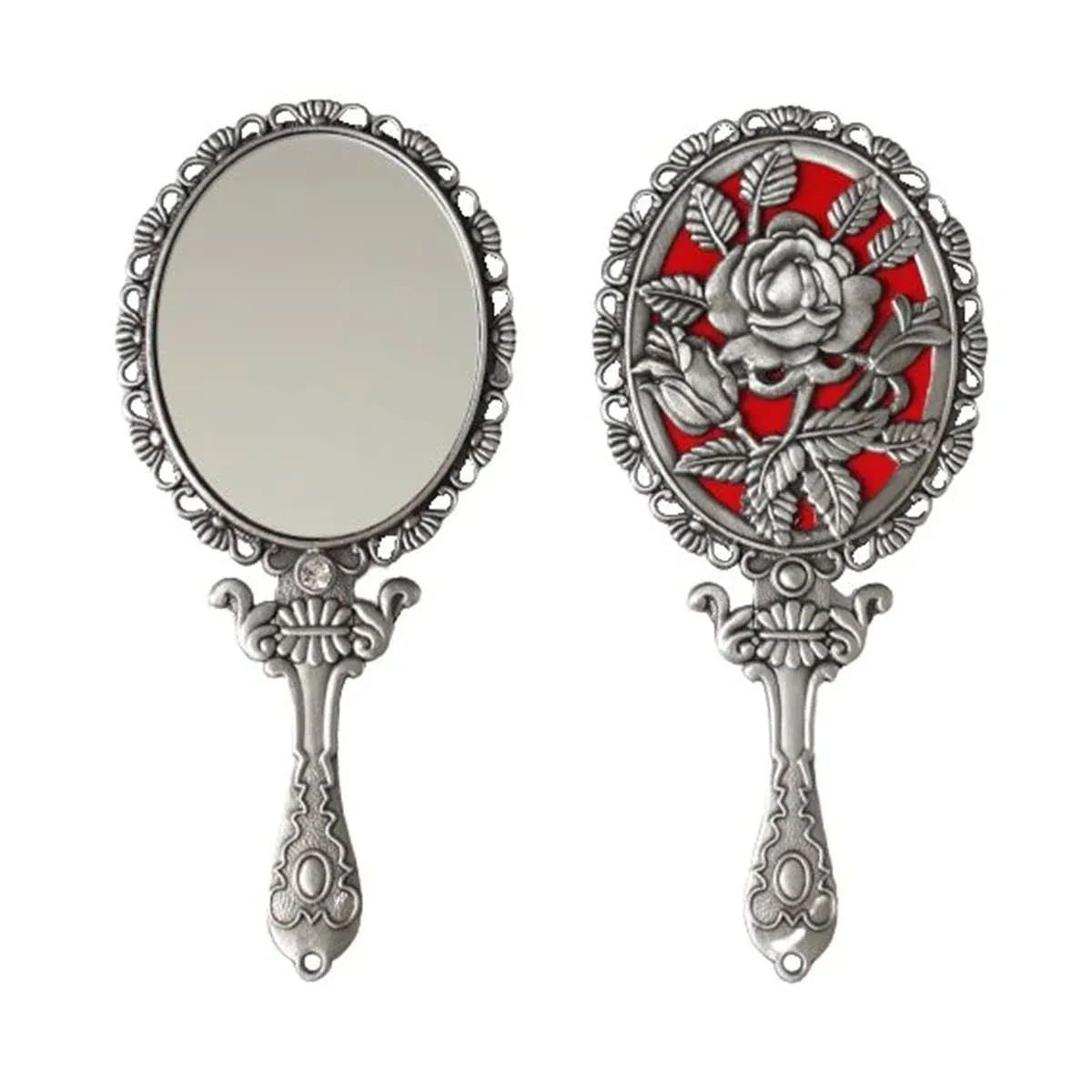 SEHAMANO Vintage Hand Mirror with Embossed Rose on The Back Handheld Makeup ...