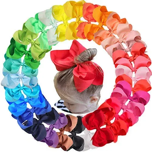 20PCS 3 Inch Hair Bows for Girls Grosgrain Ribbon Toddler Hair Accessories with Alligator Clips for Toddlers Baby Girls Kids Teens in Pairs