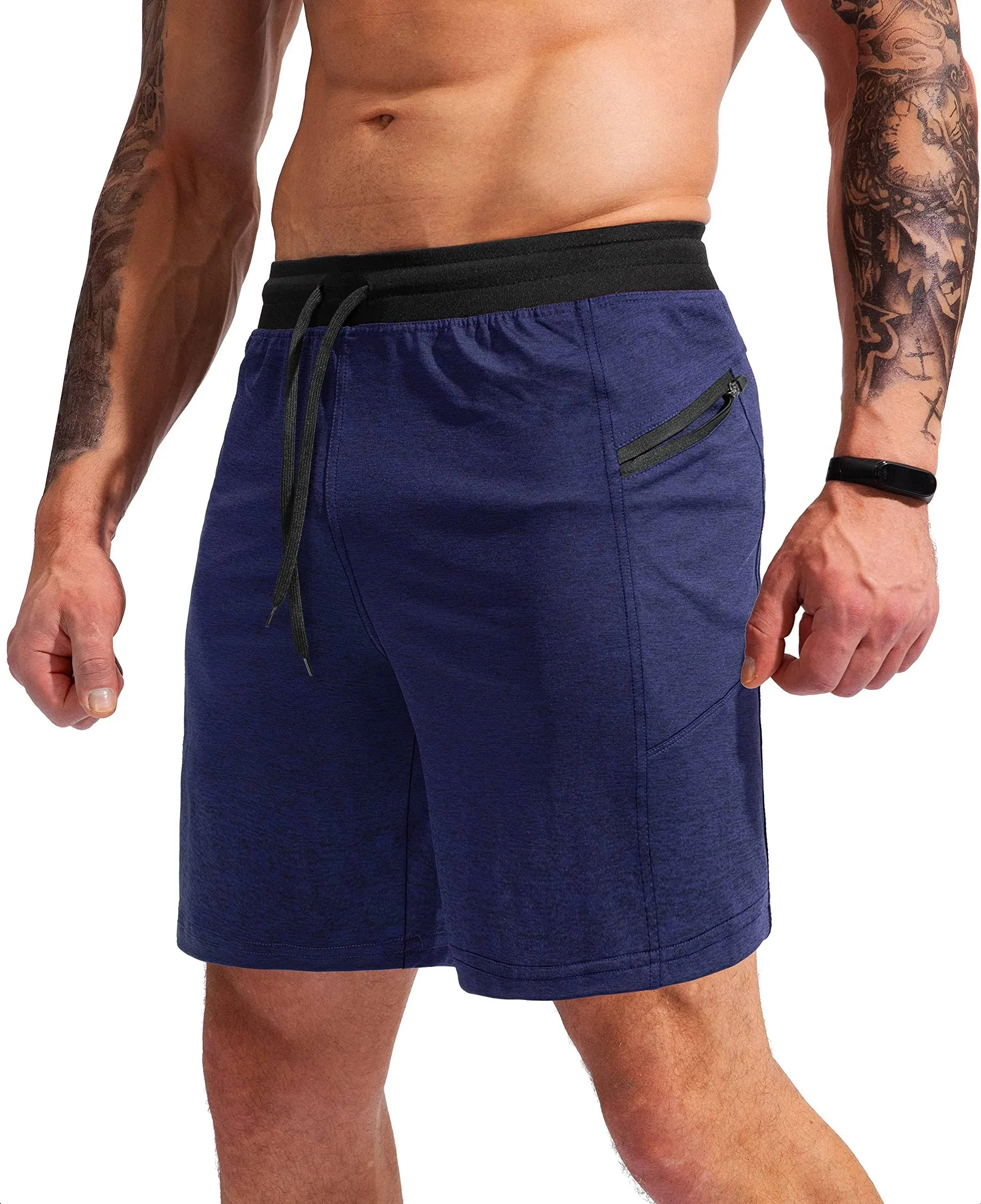 G Gradual Men's 7" Athletic Gym Shorts Quick Dry Workout Running Shorts with Zipper Pockets