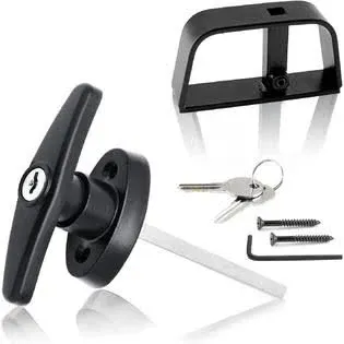 Luomorgo Shed Door Latch T-Handle Lock Kit with 2 Keys, 4-1/2" Stem Storage Barn Shed Door Lock, Black