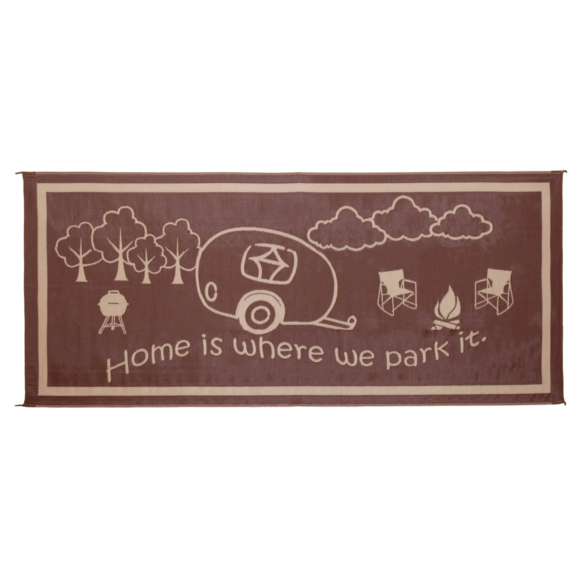 8-Feet x 18-Feet Outdoor RV Home Patio Reversible Mat - Brown/Beige