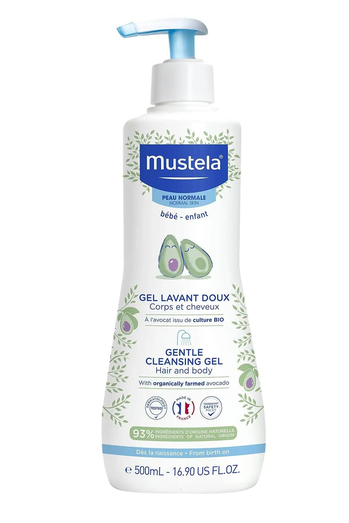 Mustela Cleansing Gel, Gentle, Hair and Body, Normal Skin - 500 ml