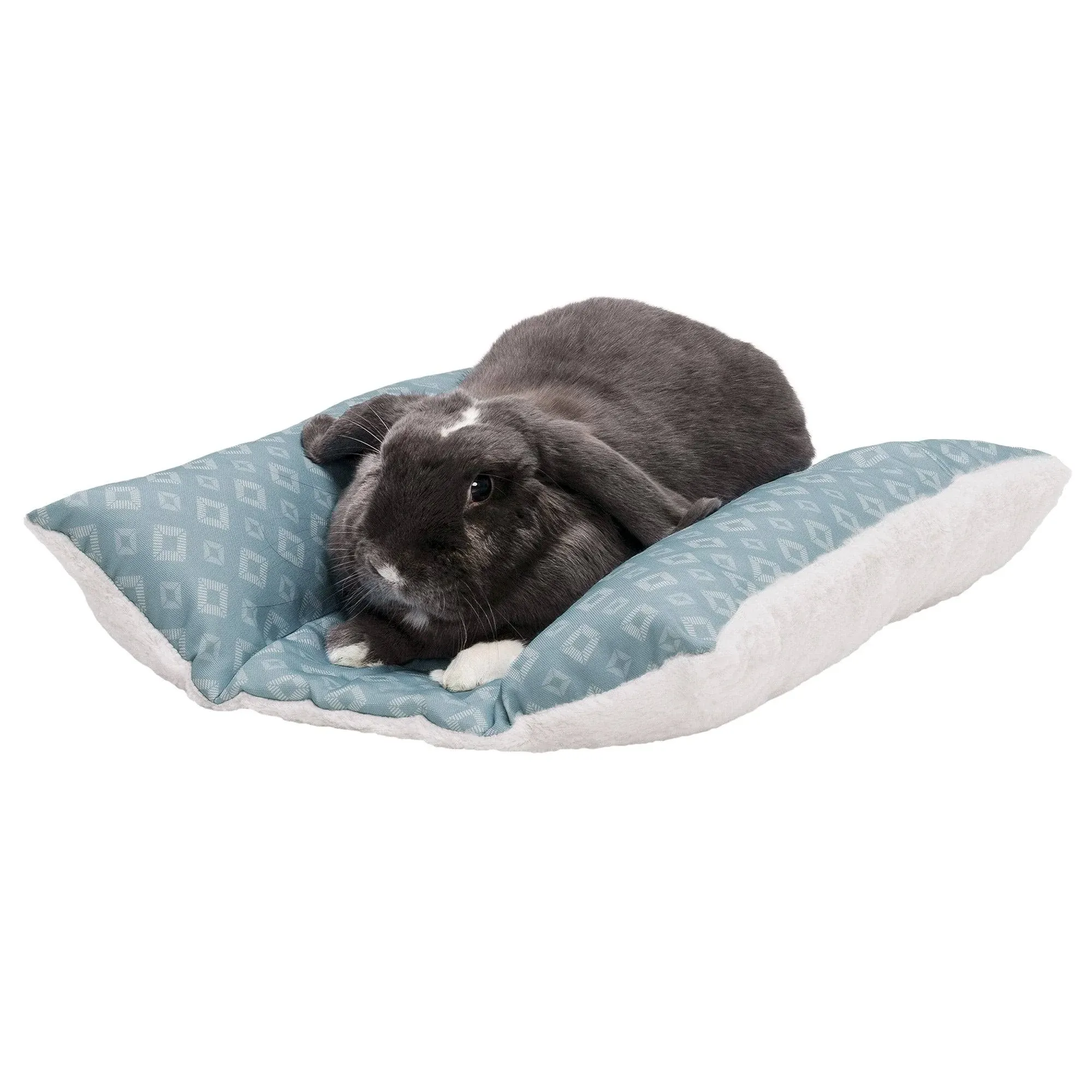 FurHaven Plush Fur & Diamond Print Cuddle Loaf Bed - Small, Aqua