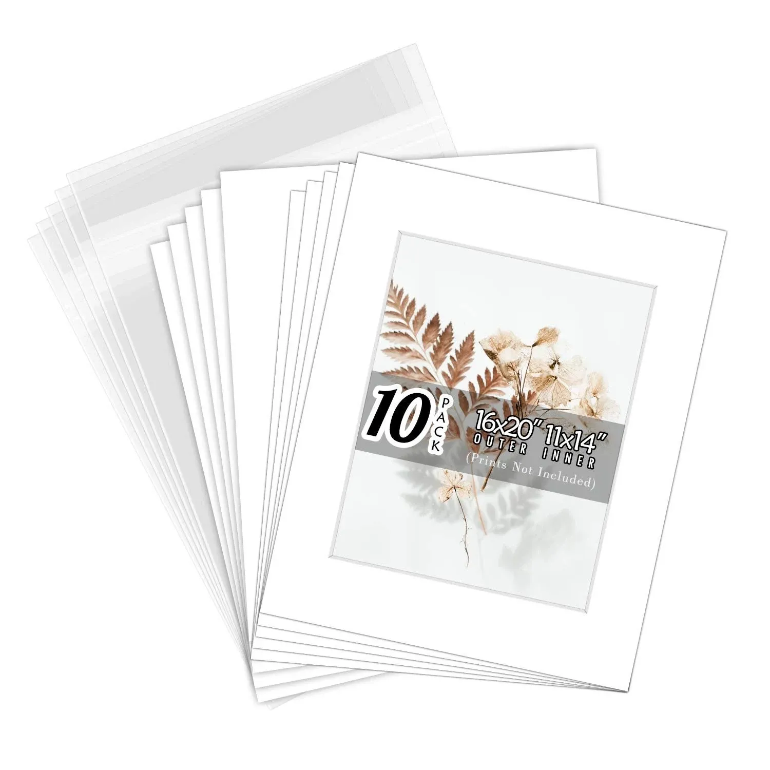 Golden State Art, Pack of 10 White Pre-Cut 16x20 Picture Mat for 11x14 Photo with ...