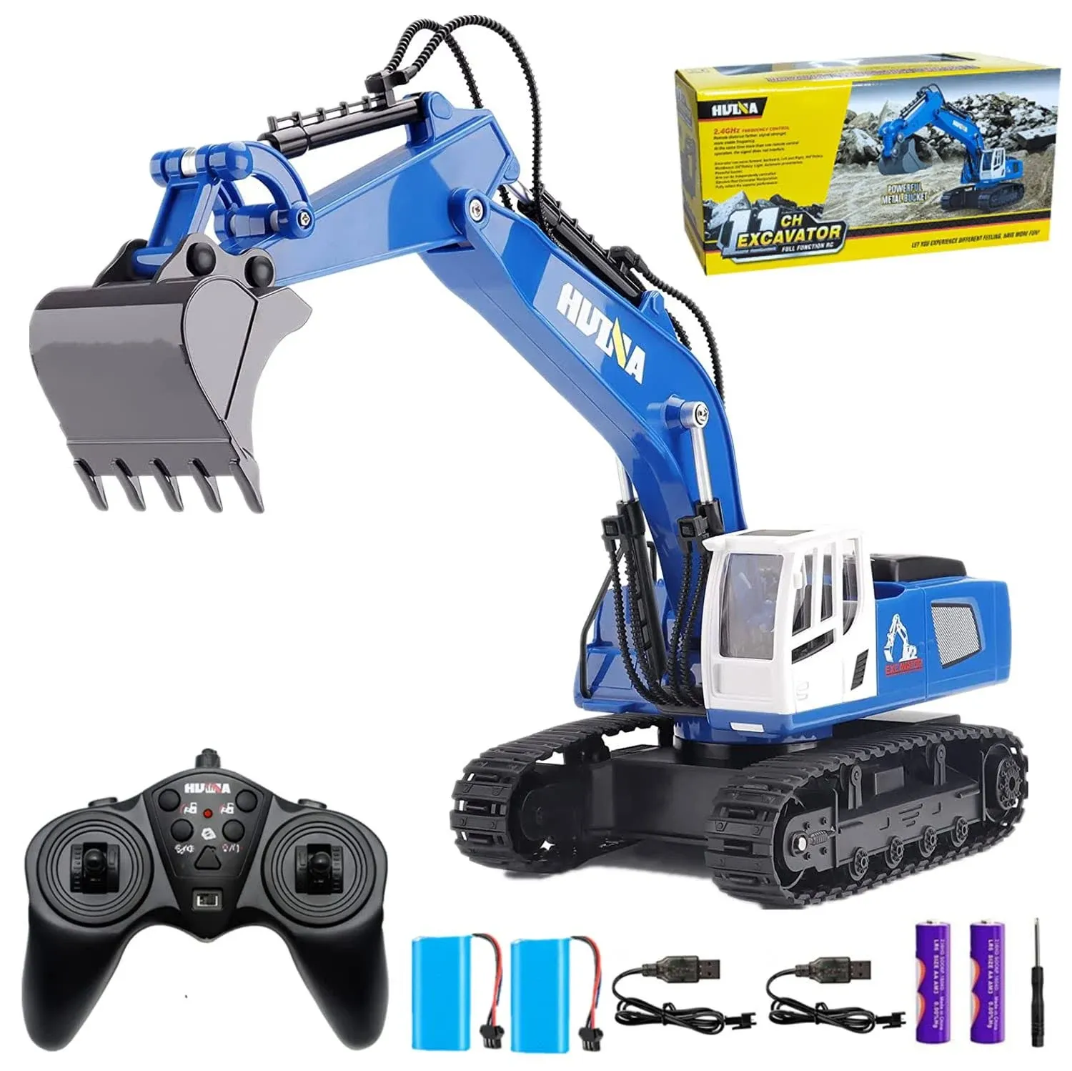 Remote Control Excavator Toy 1/18 Scale RC digger, 11 Channel Upgrade Full 