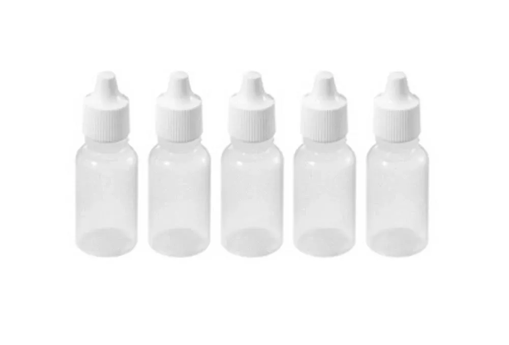 50 Pcs Empty Plastic Squeezable Dropper Bottle With Plug Refillable Portable Eye