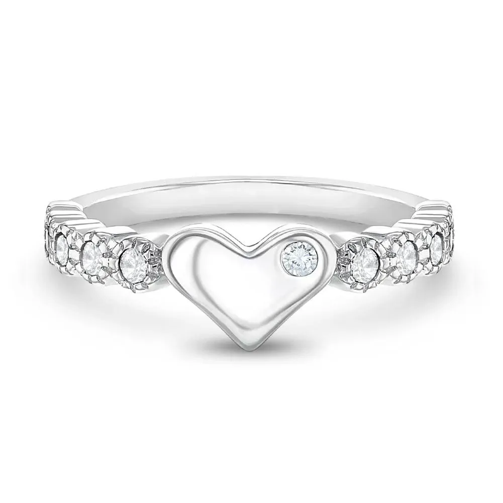 Baby/Toddler/Kids Heart & CZ Band Sterling Silver Ring