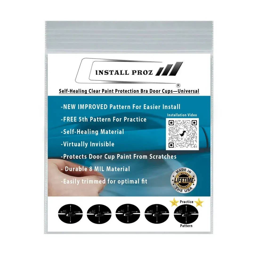 Paint Protection Bra Film-Universal 4 Piece Door Cup Protection Kit