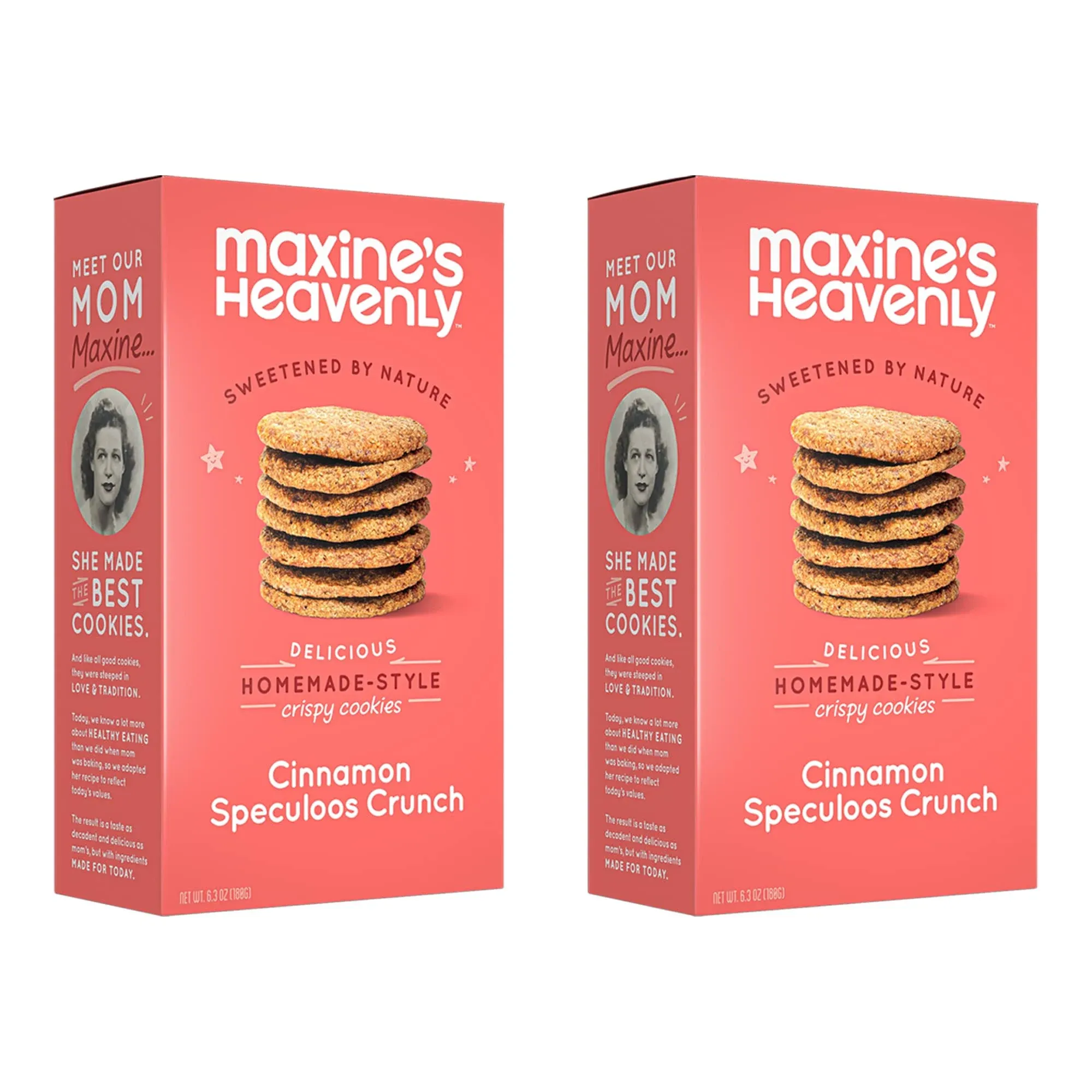 Maxine's Heavenly Crispy Cinnamon Cookies | Low Carb, Low Sugar, Vegan Snacks, Plant Based Snack, Kosher, Gluten Free Snack - Healthy Snacks | 2 Pack = 24 Cookies