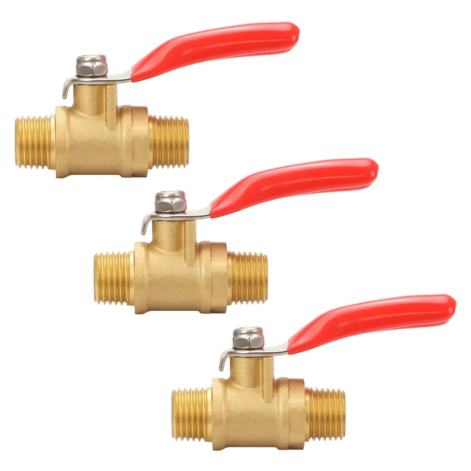 3 Pcs 1/4&#034; Brass Water Mini Ball Valve Shut off Switch with 180 Degree Operation