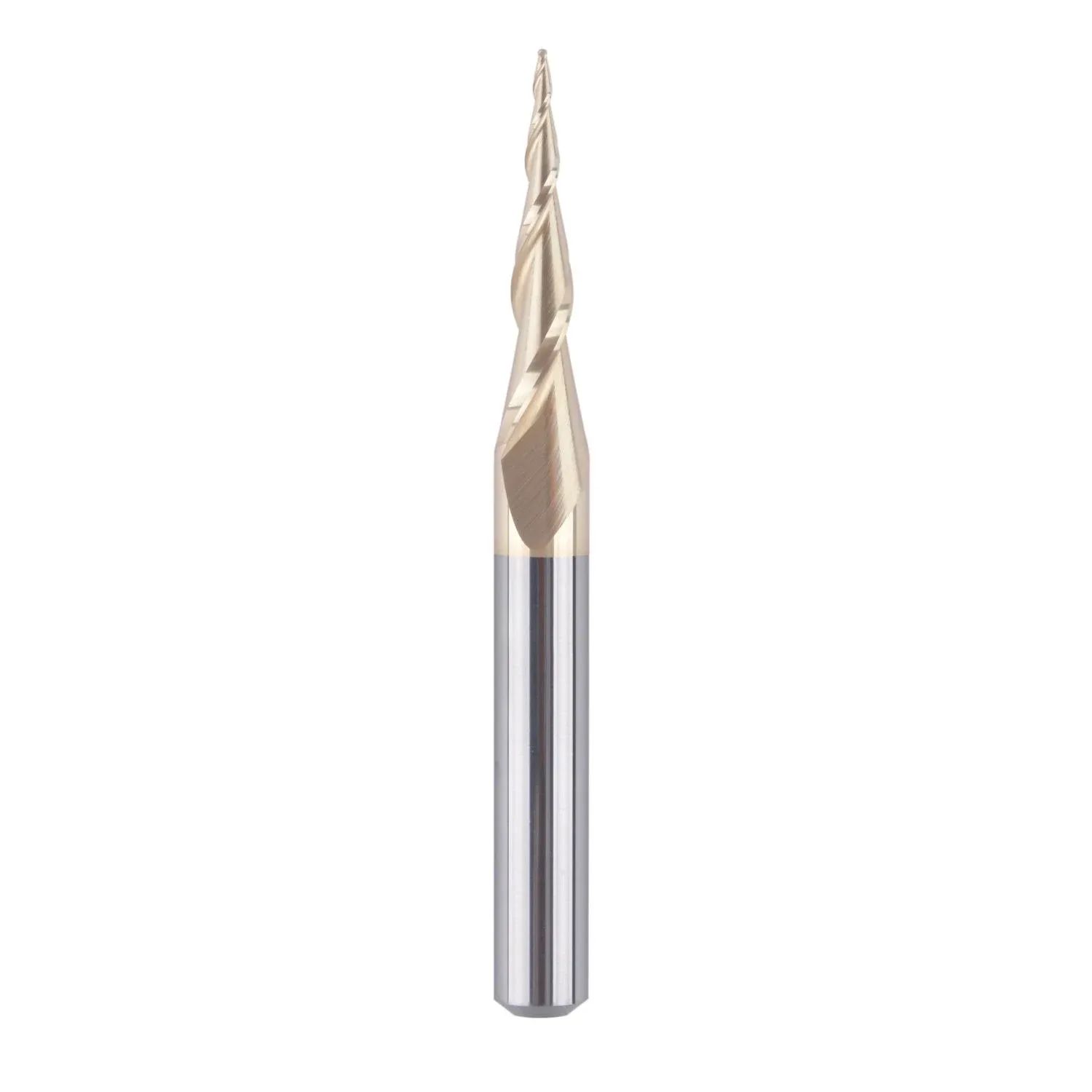 SpeTool Tapered Ball Nose End Mill 1/4" Shank with 1/64" Cutting Radius for 3D Carving Engraving Router Bit, ZrN Coated