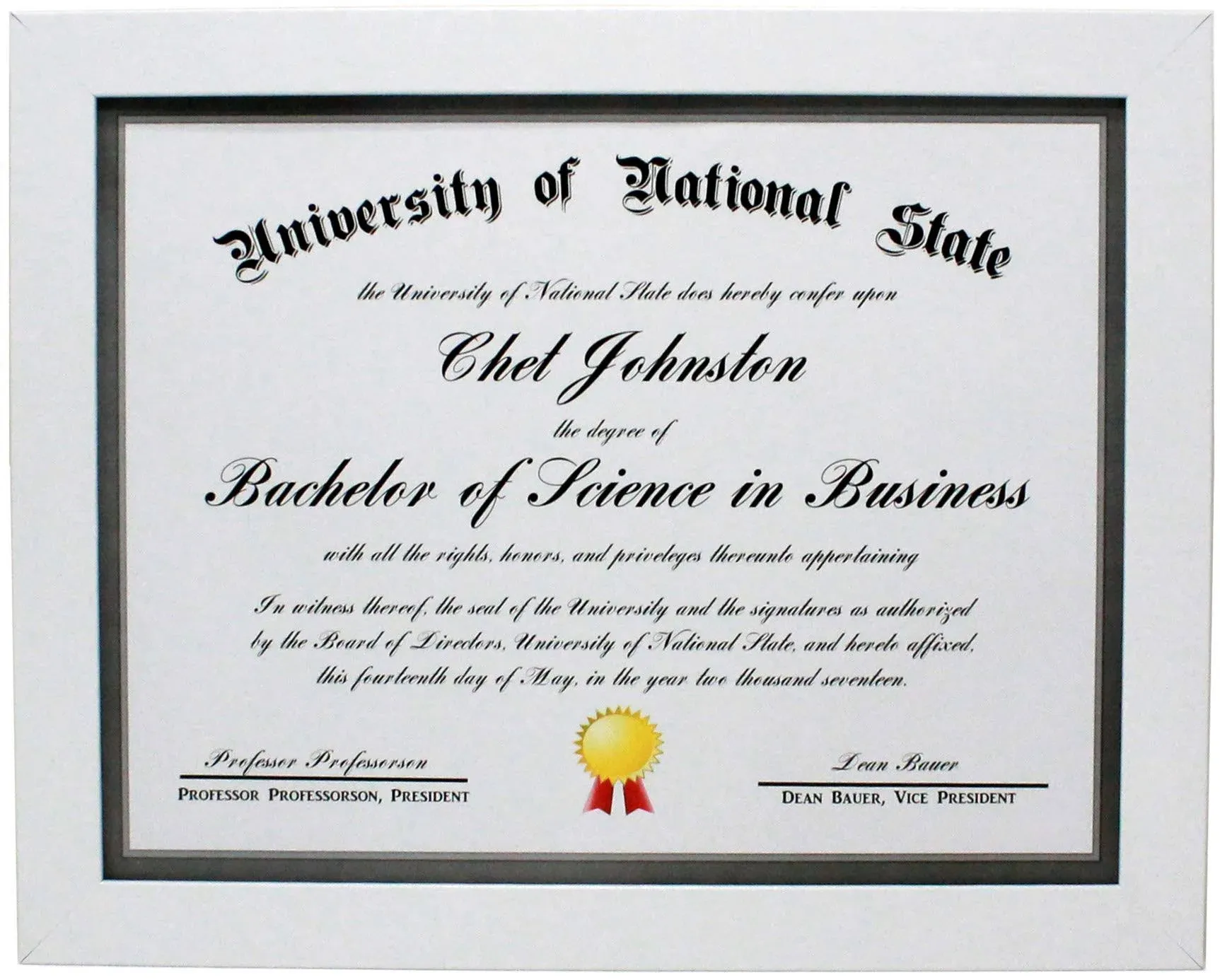 8.5x11 White Gallery Certificate and Document Frame - Wide Molding - Includes Both Attached Hanging Hardware and Desktop Easel - Award, Certificates, Documents, a Diploma, or a Photo 8.5 x 11