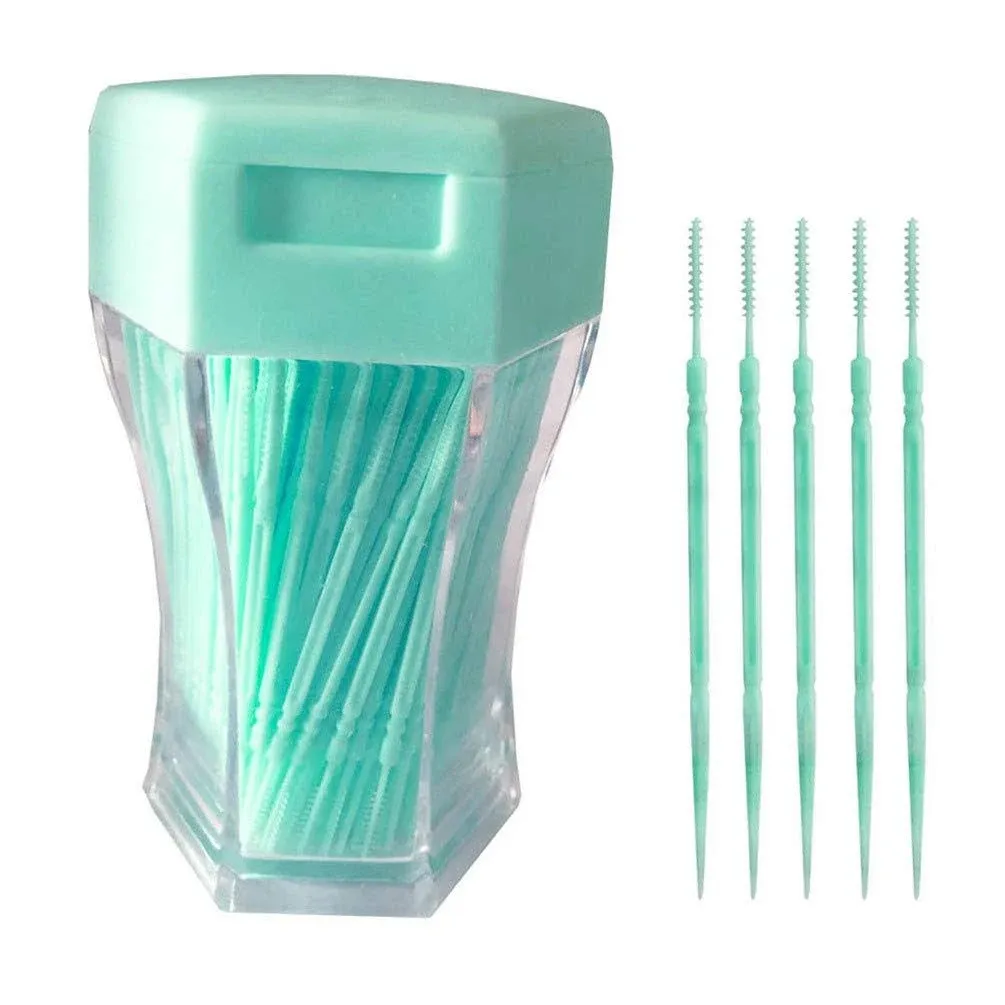 200Pcs Double-Head Toothpicks Soft Plastic Oral Care Interdental Floss Cleaners