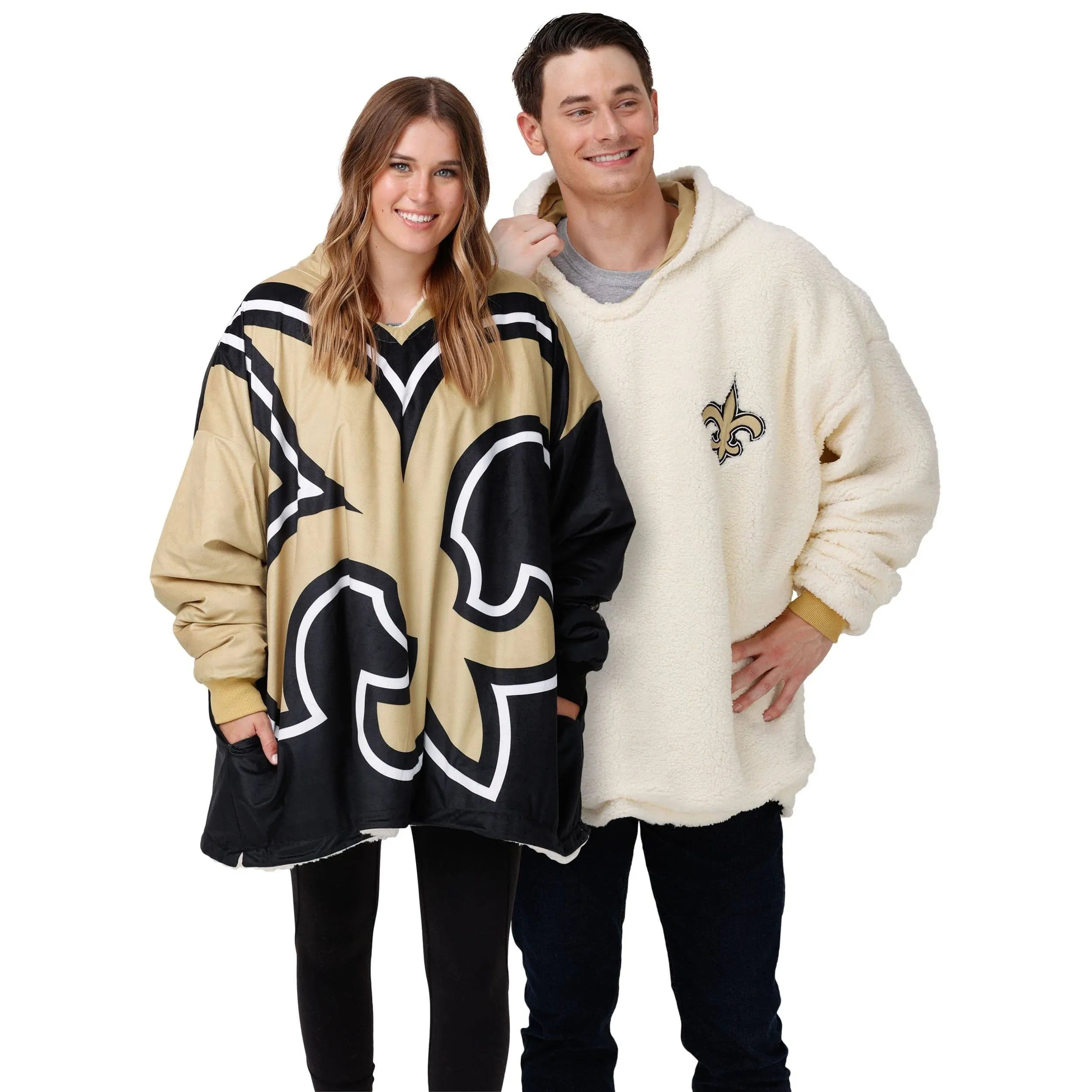 foco NFL Team Logo Reversible Oversized Sherpa Hoodie Sweatshirt Hoodeez