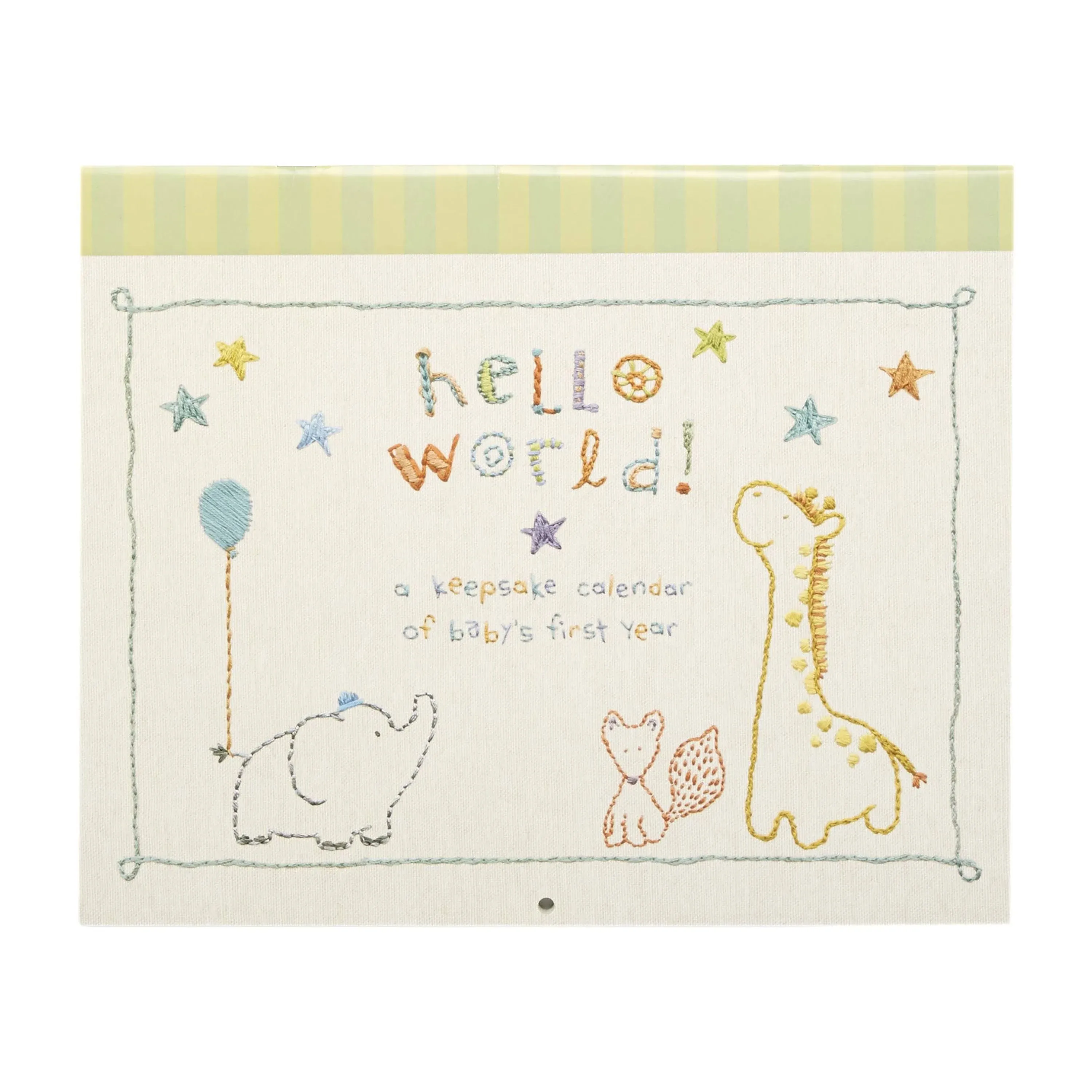 C.R. Gibson Animals &#039;Hello World&#039; Baby Calendar Baby First Year Tracker, 11&#039;&#039; W