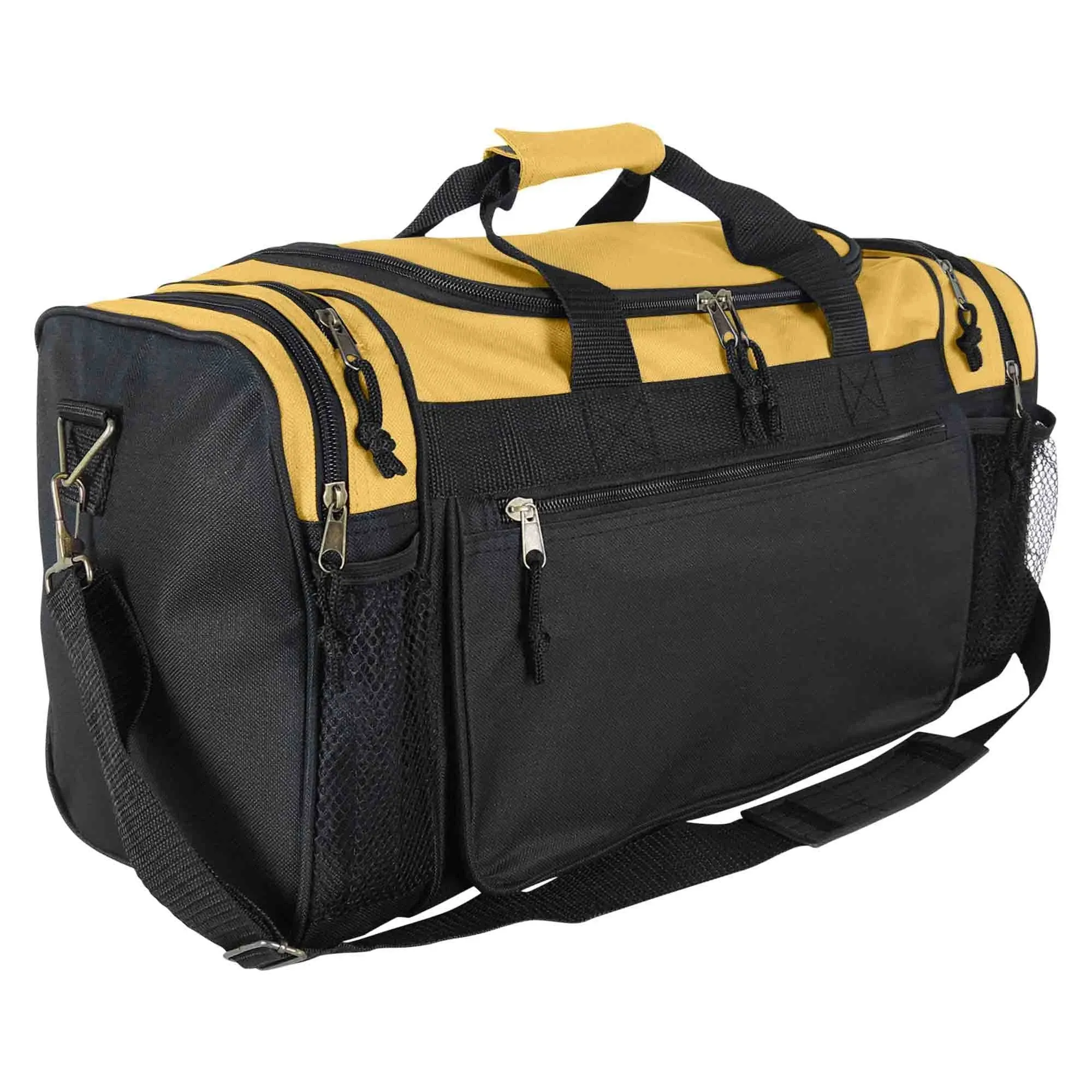 DALIX Brand New Duffle Bag Sports Duffel Bag in Black Gym Bag Gold