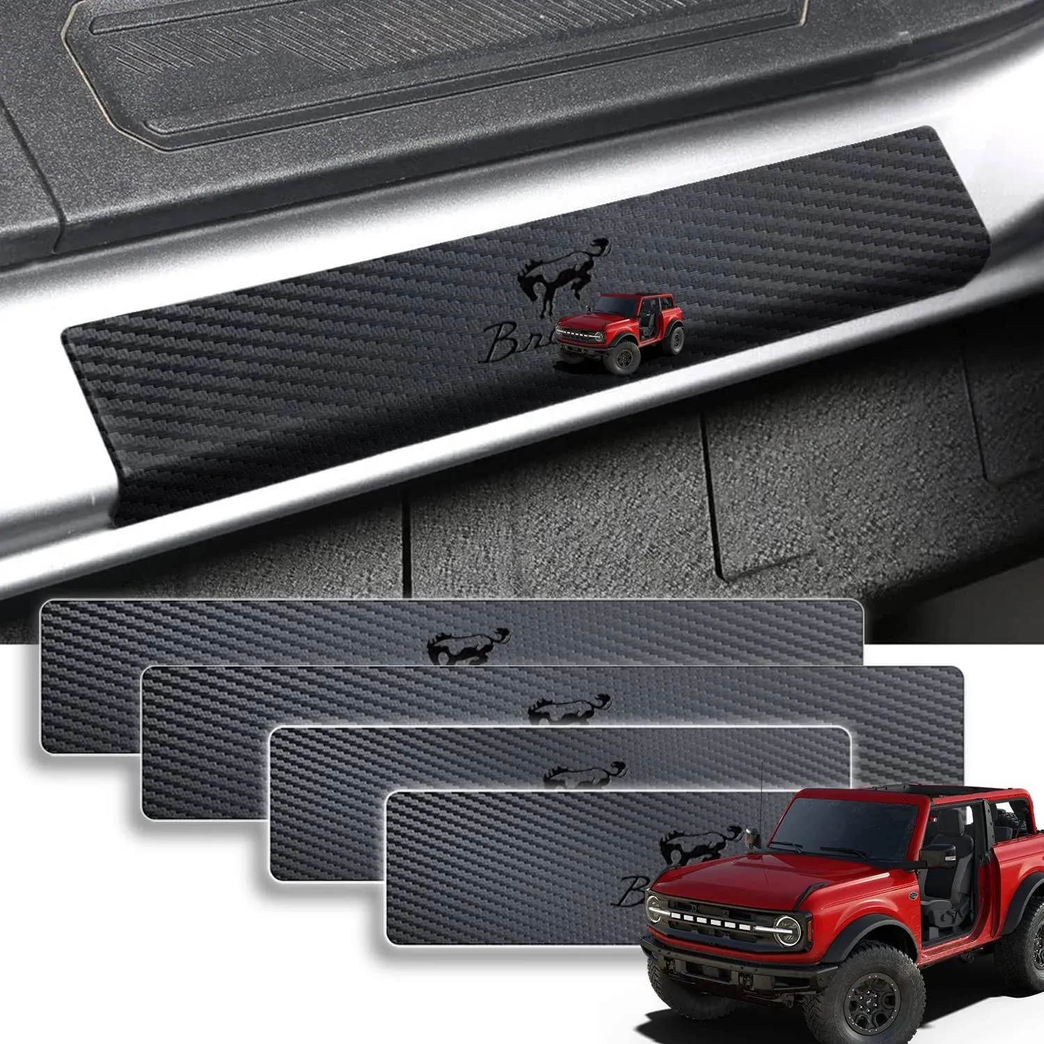 Carbon Fiber Car Door Sill Protector Entry Guard Anti-Scratch Protectors Emblem Logo Sticker Decal Door Accessories Car Door Sill Scratch Protection