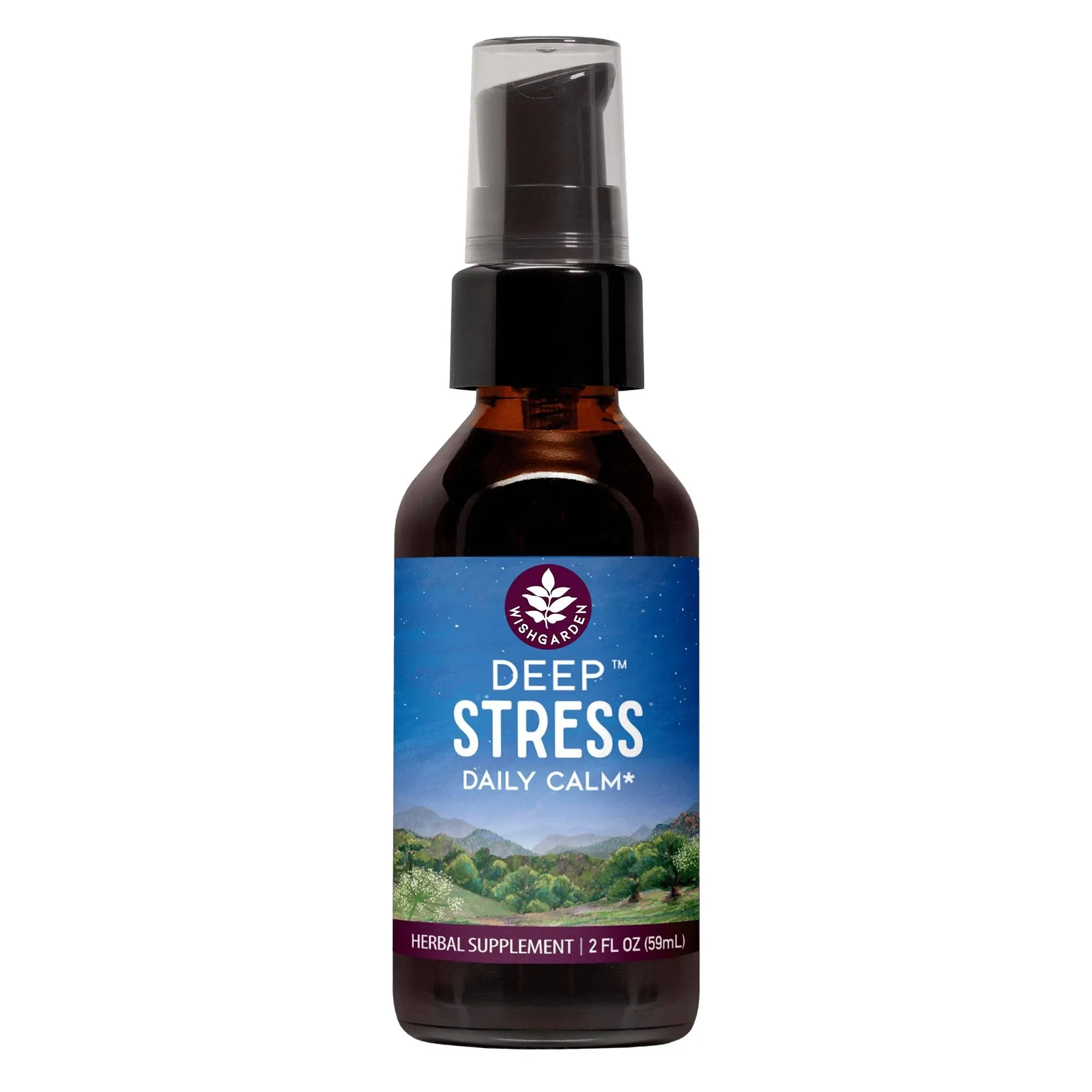 WishGarden Herbs Deep Stress with Ashwagandha - Plant-Based Liquid Herbal Adrenal Support Supplement with Ashwagandha Root and Powerhouse Adaptogens for Stress Relief, Fast-Acting Stress Tincture, 2oz