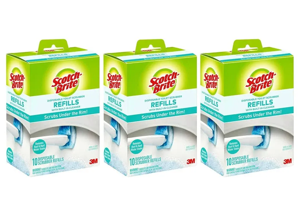 3M Scotch-Brite Disposable Toilet Scrubber Refill Pads for Toilet Cleaning System | Removes Rust & Hard Water Stains | 30 Disposable Refills